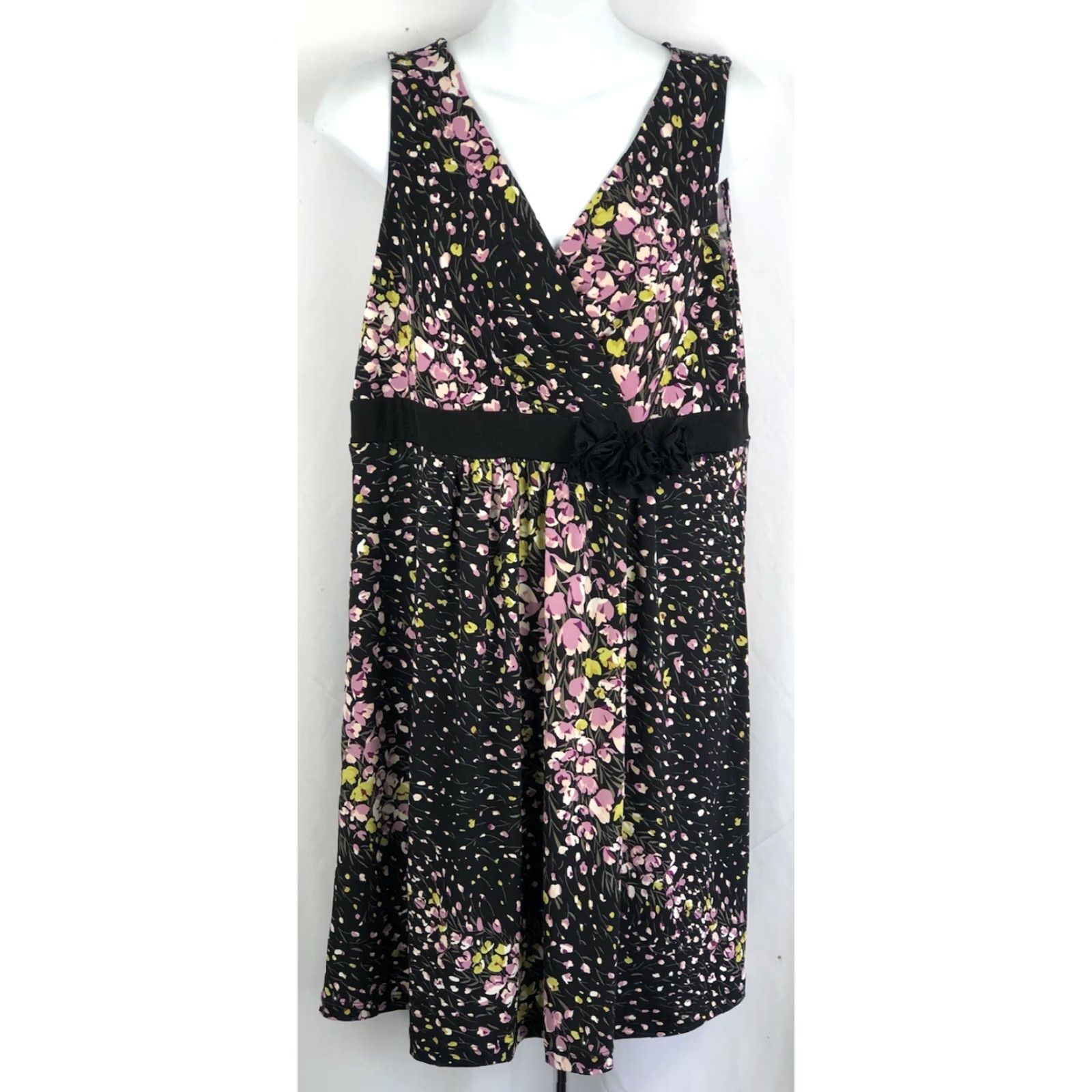 Vintage VINTAGE Apt 9 Dress Sleeveless Midi Wrap Floral Thick Knit Floral Knit Block Purple Black PL Women - 90s Y2K Bohemian Fairy Dress Mens? Size L / US 10 / IT 46 - 5 Thumbnail