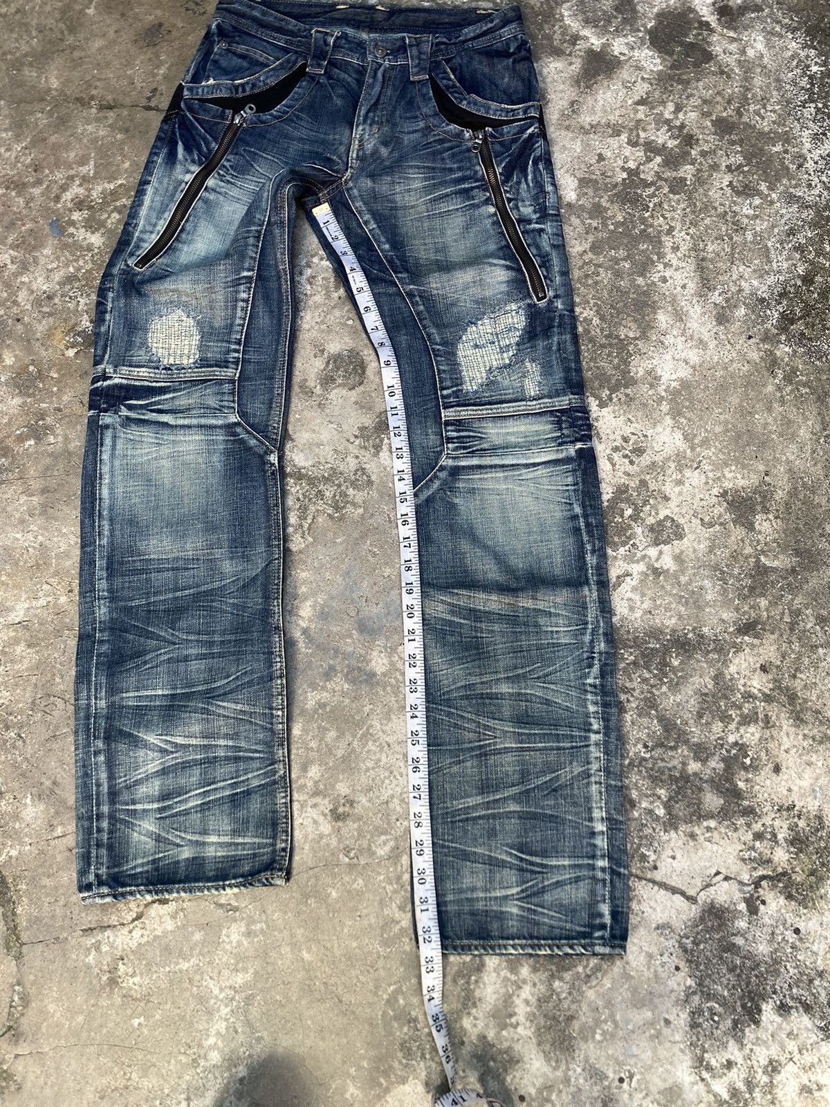 PPFM 🔥Rare Design🔥 PPFM Distressed Straight Denim Pants Size US 31 - 15 Thumbnail