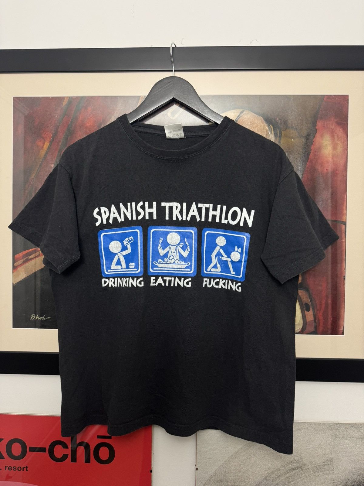 Vintage Spanish triathlon humor T-shirt crazy tee vintage crop top Size US M / EU 48-50 / 2 - 1 Thumbnail