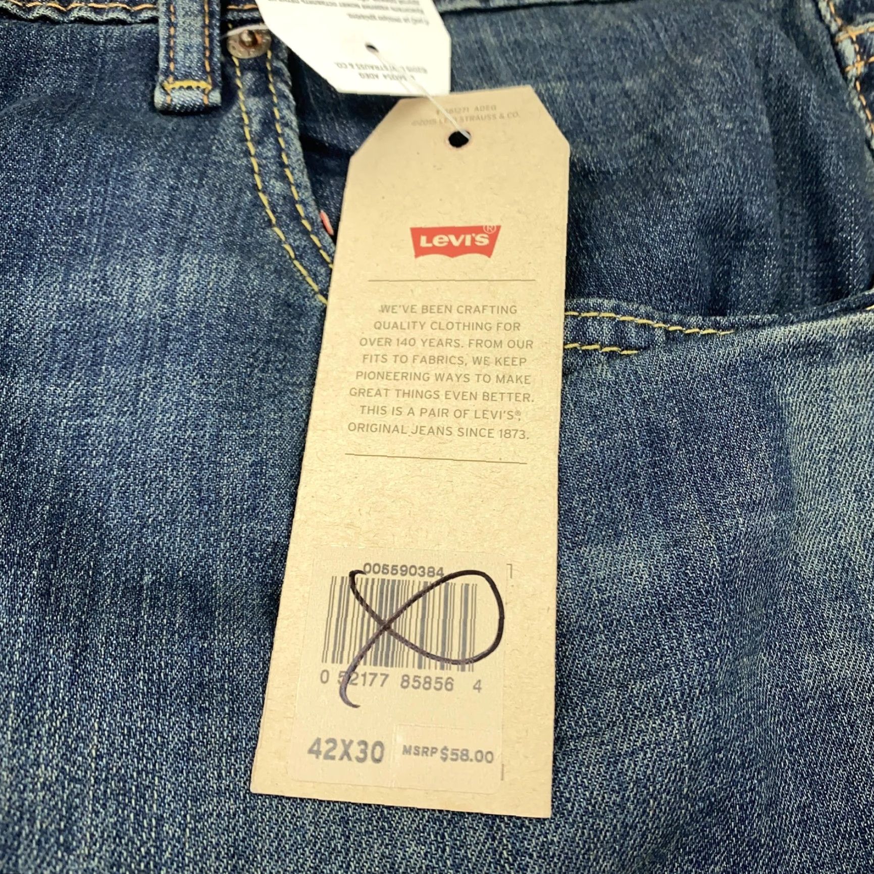 Levi's VINTAGE? No — Levi's 559 Relaxed Straight Jeans Men 42x29 Blue Medium Wash Denim Pants 559 Relaxed Straight Zip Pockets Mens Regular 42 Inseam 29" Size US 42 / EU 58 - 4 Thumbnail