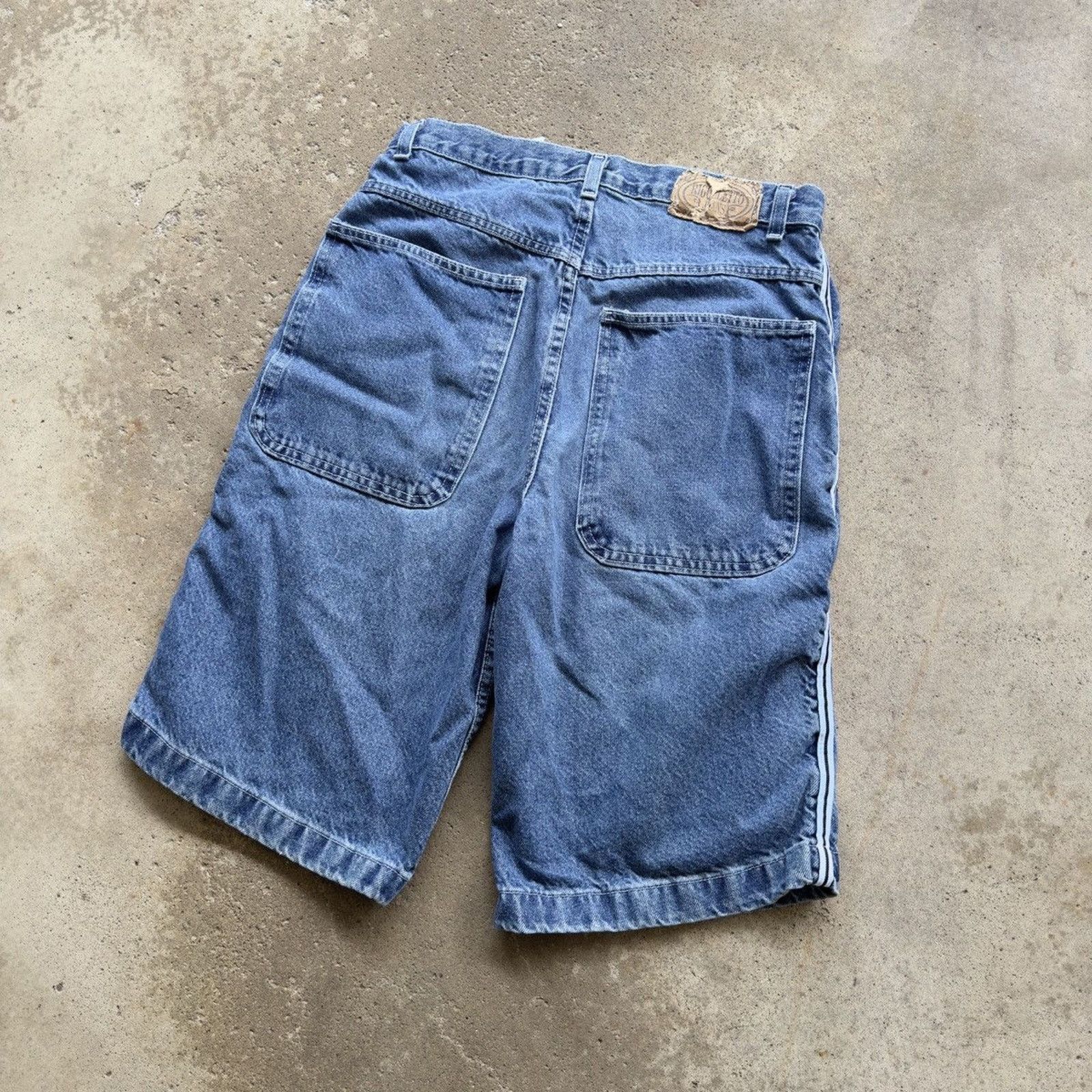 Vintage Y2K Utility Baggy Skater Track Jean Shorts ERD Grunge JNCO Size US 31 - 6 Thumbnail