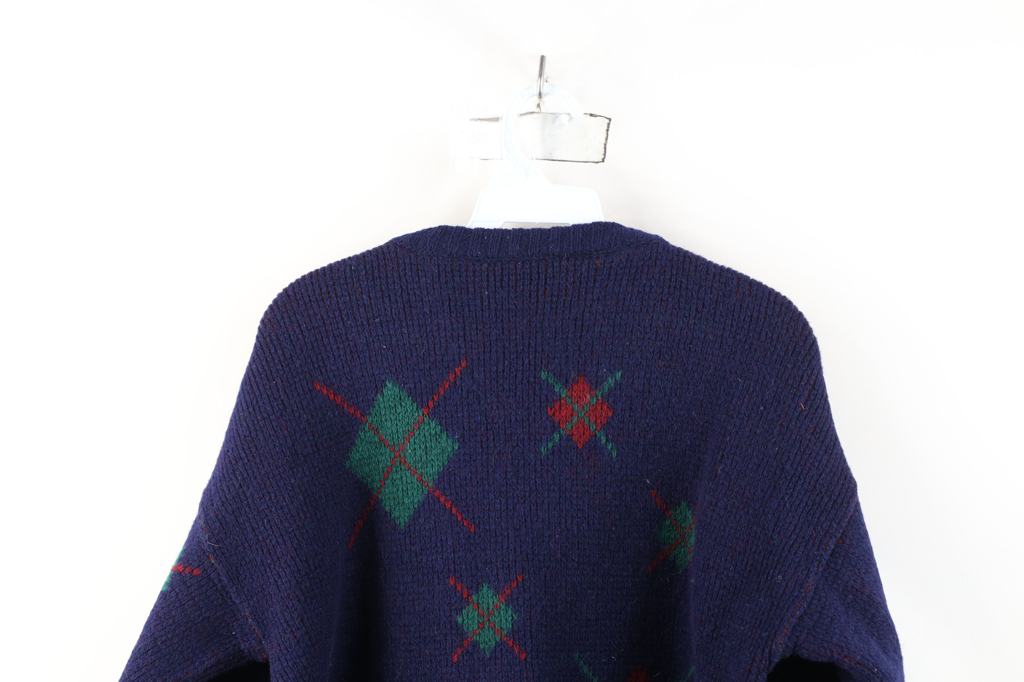Vintage Vintage 70s Streetwear Argyle Wool Ribbed Knit Sweater Size L / US 10 / IT 46 - 13 Thumbnail