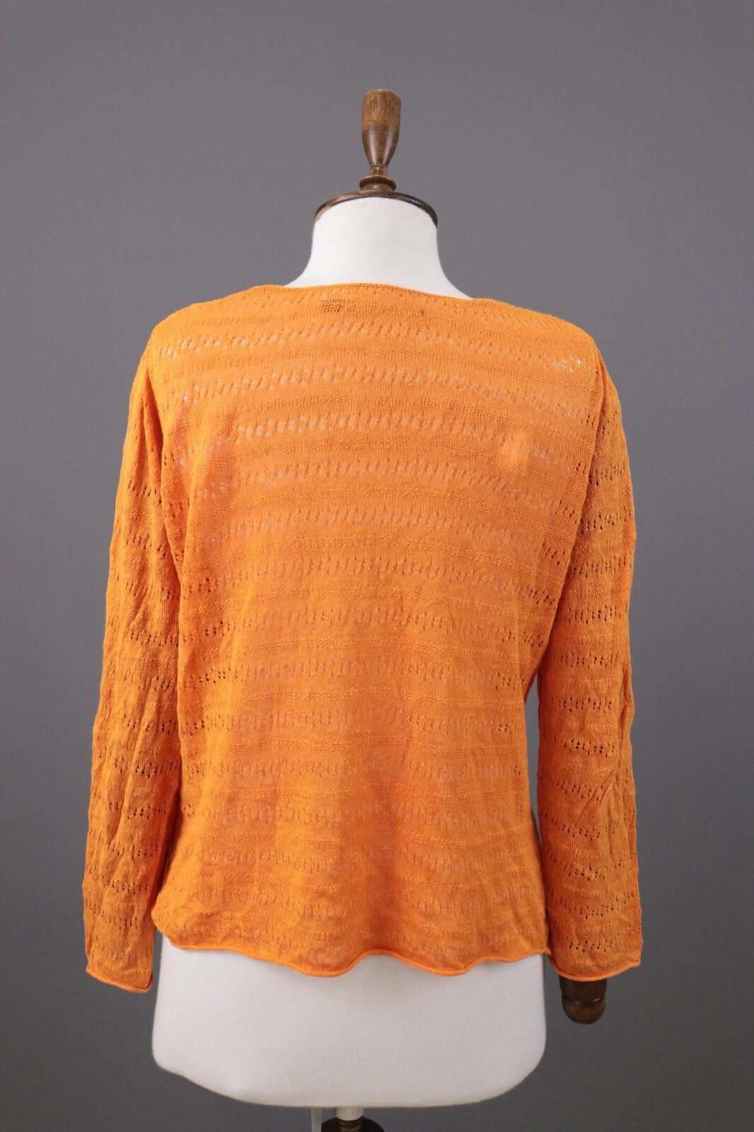 Designer Gudrun Sjoden Orange Linen Cardigan Sweater Size S Size S / US 4 / IT 40 - 7 Thumbnail