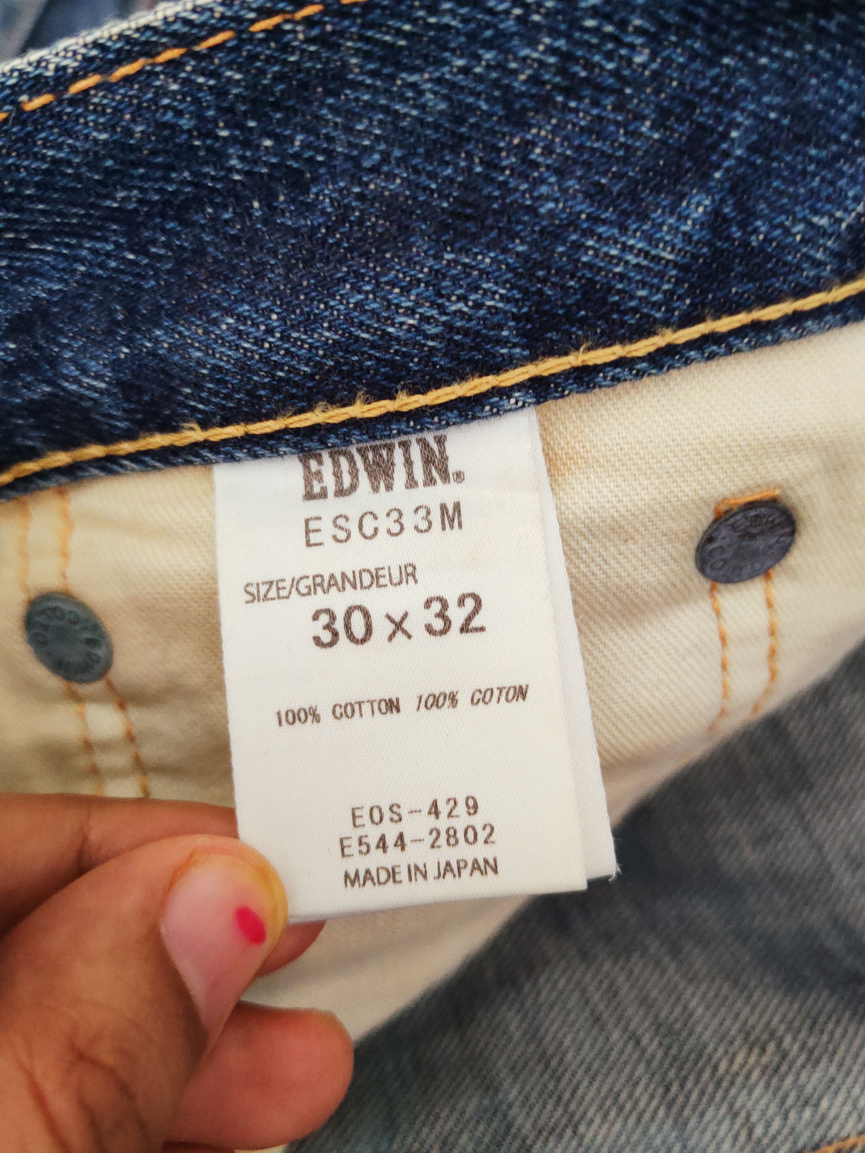 Edwin Edwin japan denim Dark Blue Distressed Ripped Jeans #W949 Size US 31 - 16 Thumbnail