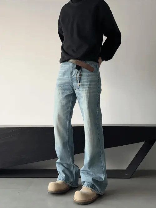 Jean Chihiro x Meifa Stylish Light Blue Flared Jeans Size US 30 / EU 46 - 2 Thumbnail