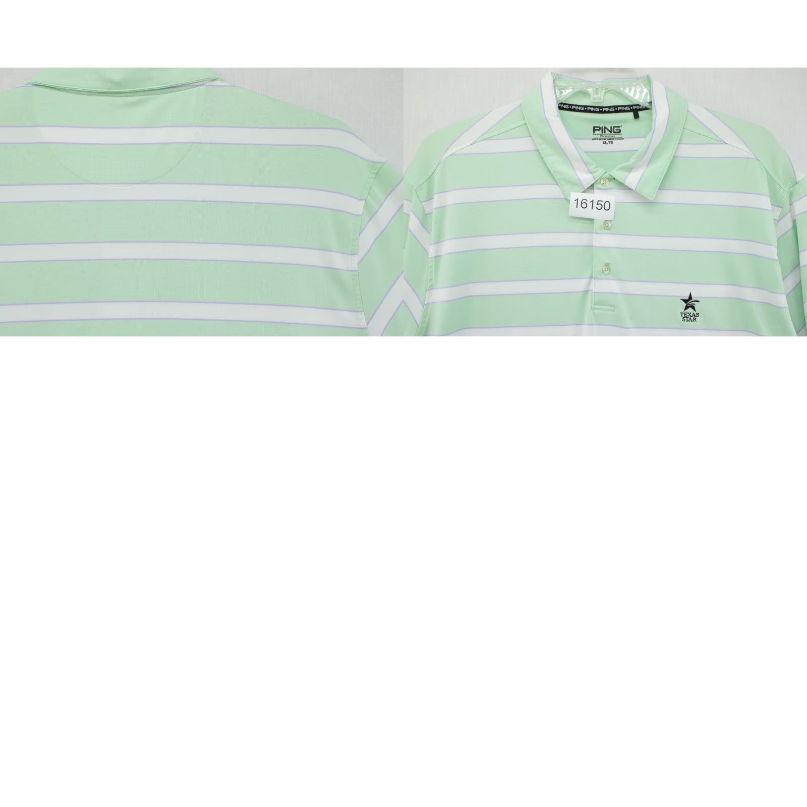 Vintage PING Performance Polo Shirt Men XL Green Ocean Front Striped Golf Texas Star Shirt XL Mens Green Ocean Front Striped Polo Size US XL / EU 56 / 4 - 9 Thumbnail