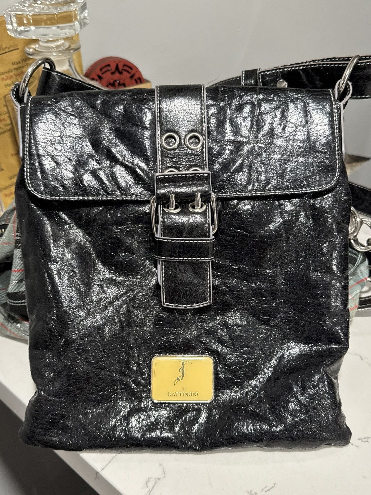 Other J by Gattinoni Distressed Leather Messenger Bag Y2K Archive Size ONE SIZE - 15 Thumbnail
