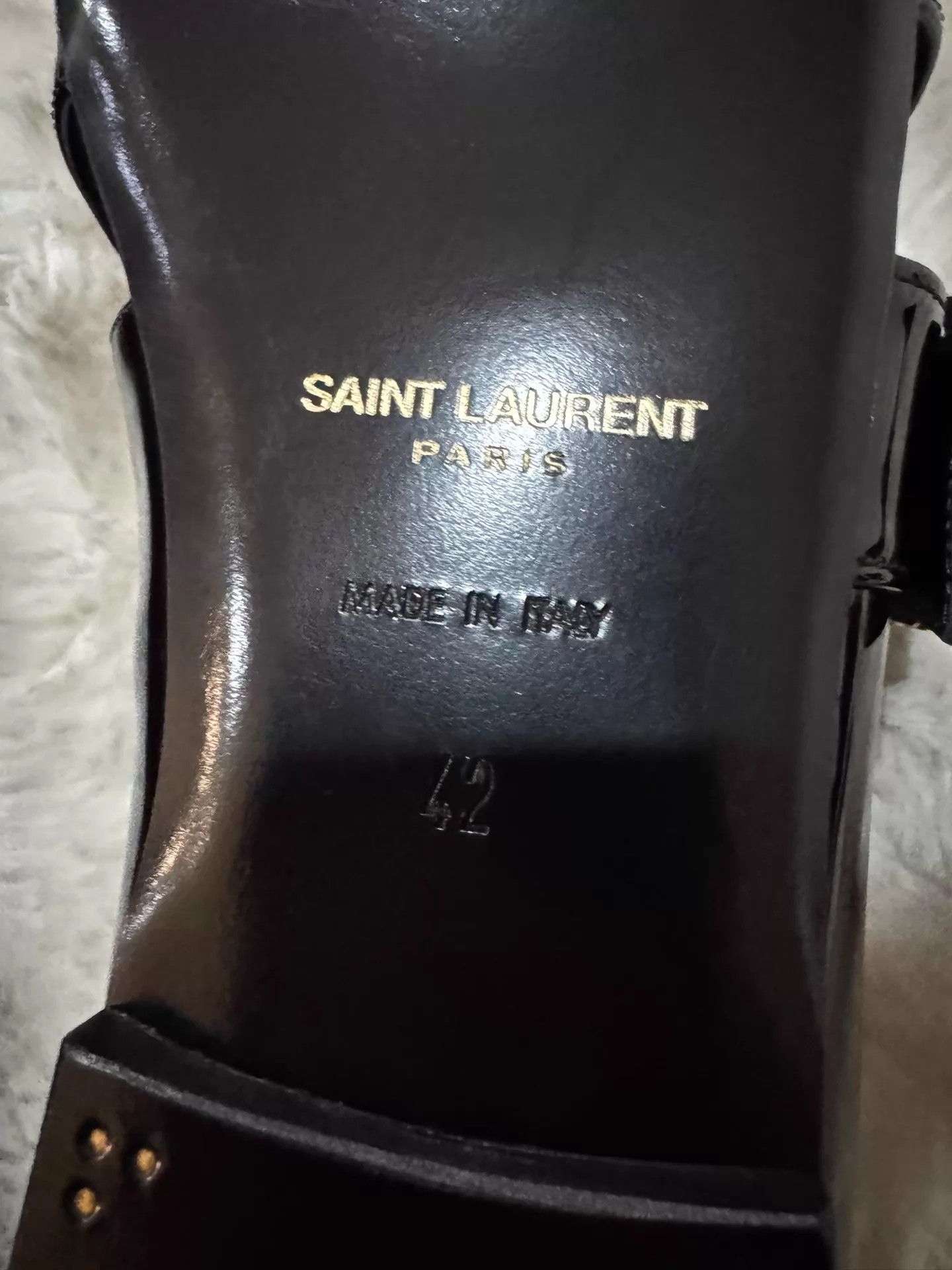 Yves Saint Laurent YSL Crystal Square Buckle Lacquer Leather Loafer 42 Size US 9 / EU 42 - 6 Thumbnail