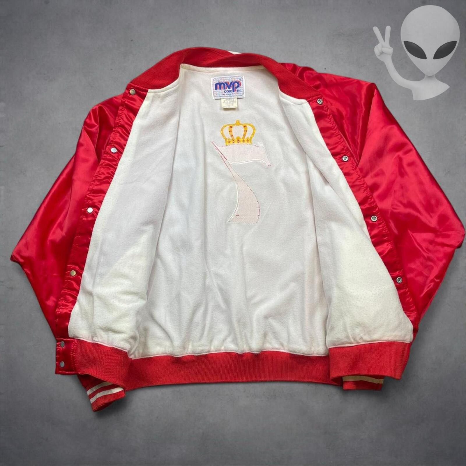 Mvp MVP Varsity Bomber Jacket Extra Large Red Silk Satin 80s USA Size US XL / EU 56 / 4 - 5 Thumbnail