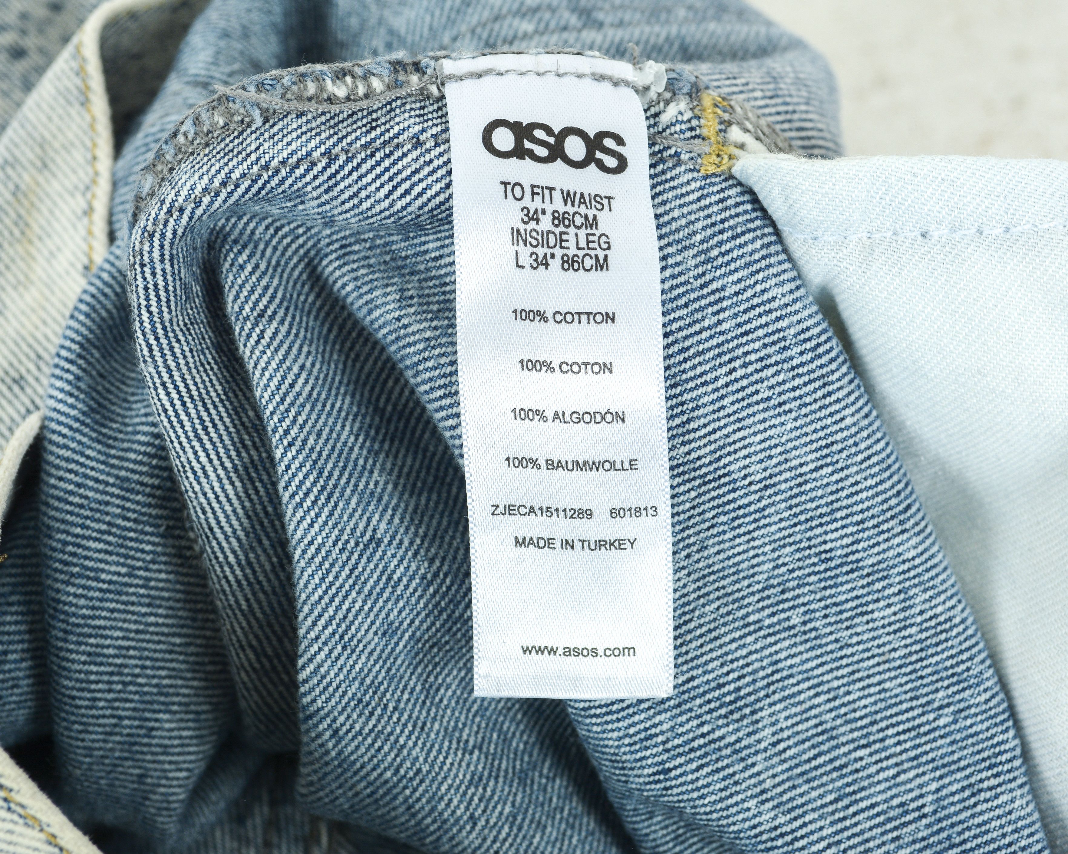 Asos W34 L34 Regular Fit Tapered Jeans Denim Pants Trouser Button Size US 34 / EU 50 - 6 Thumbnail