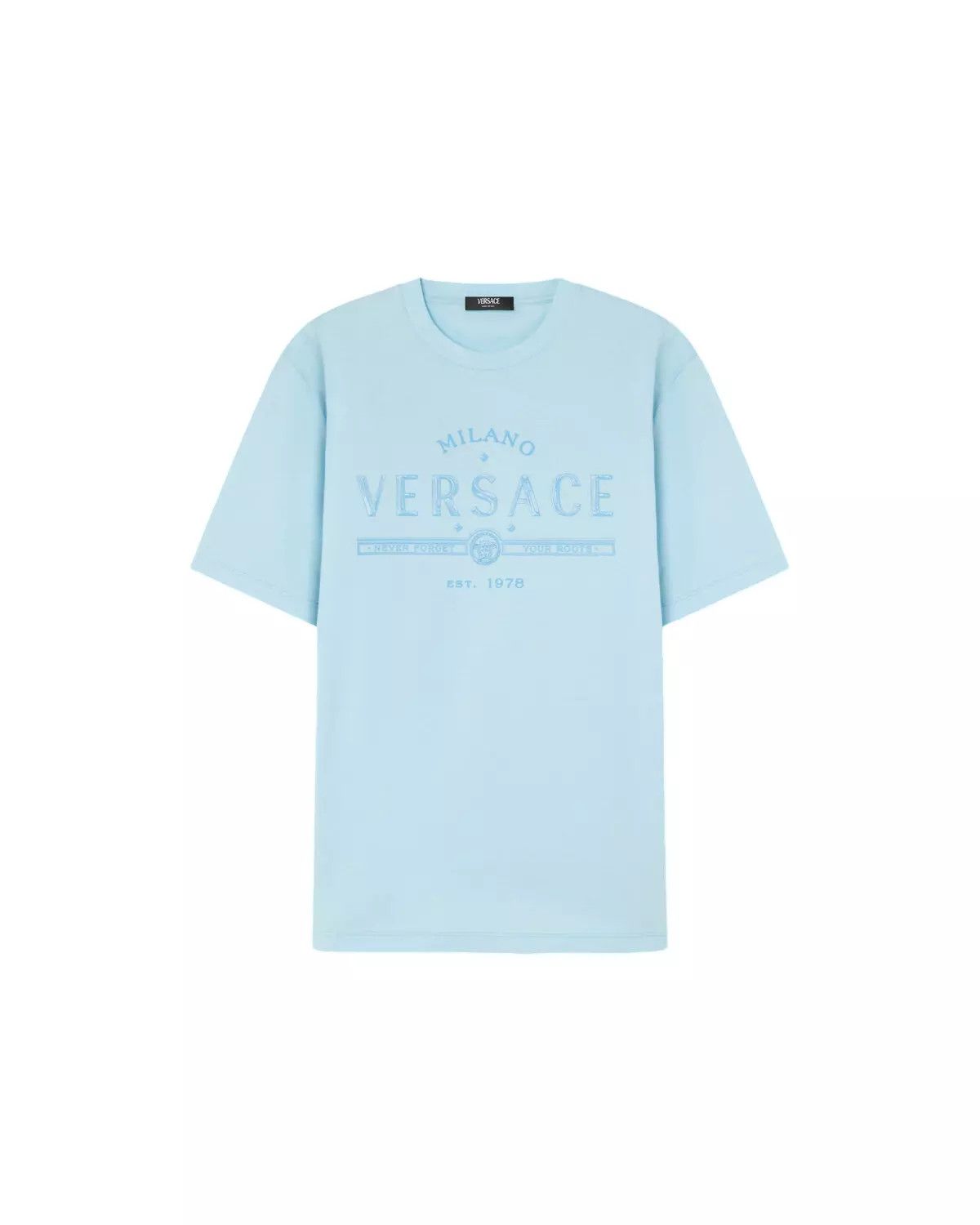Versace VERSACE Never Forget Light Blue Cotton T-shirt New Authentic Size US XXL / EU 58 / 5 - 1 Thumbnail