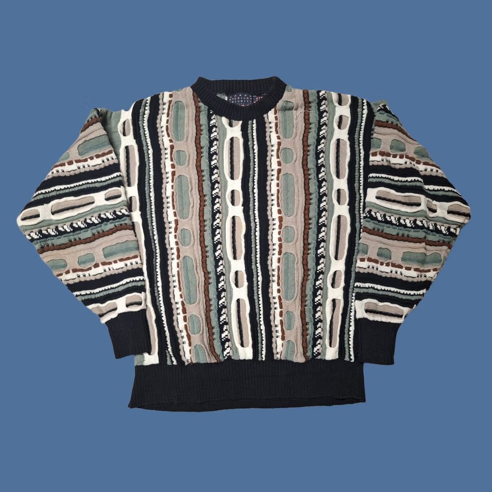 Coogi VTG COOGI Cardigan Sweater 3D Knit Wool Multicolor Wool