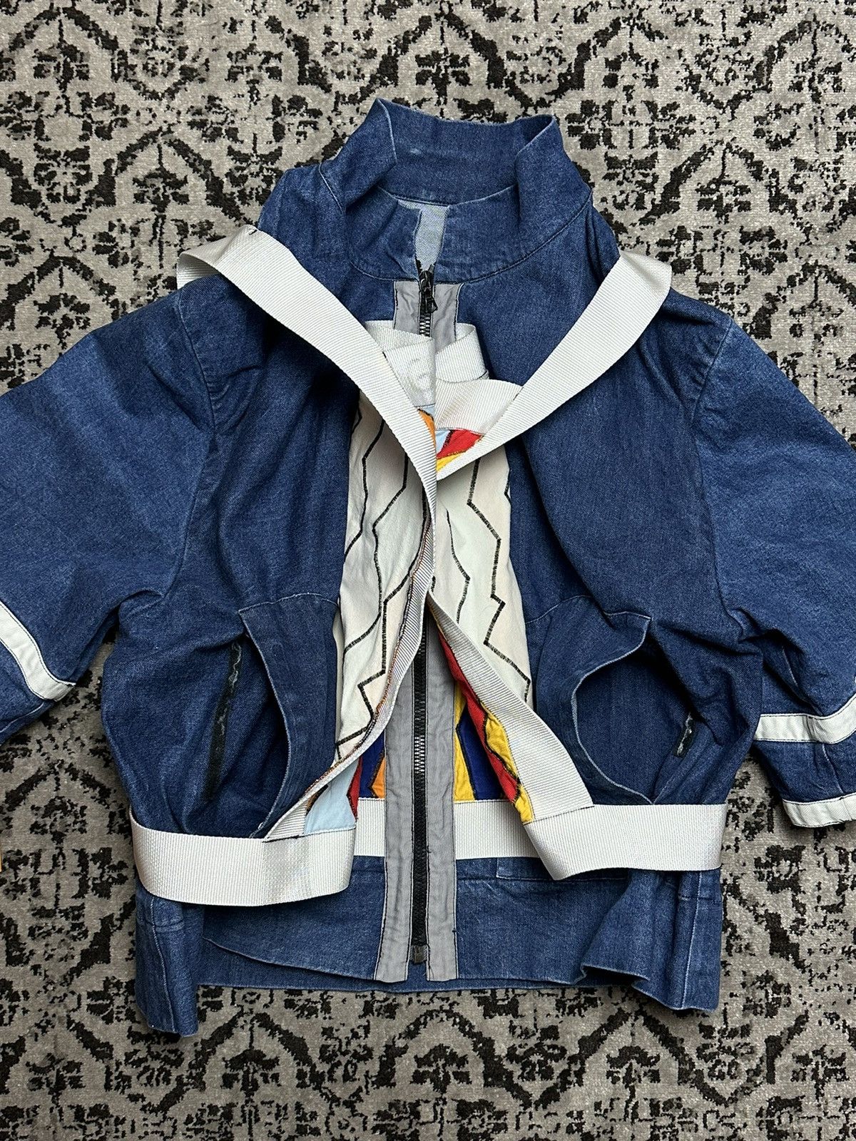 Coachella Vintage Handmade Guano Apes Carnival Denim Costume Suit Size US XL / EU 56 / 4 - 8 Thumbnail