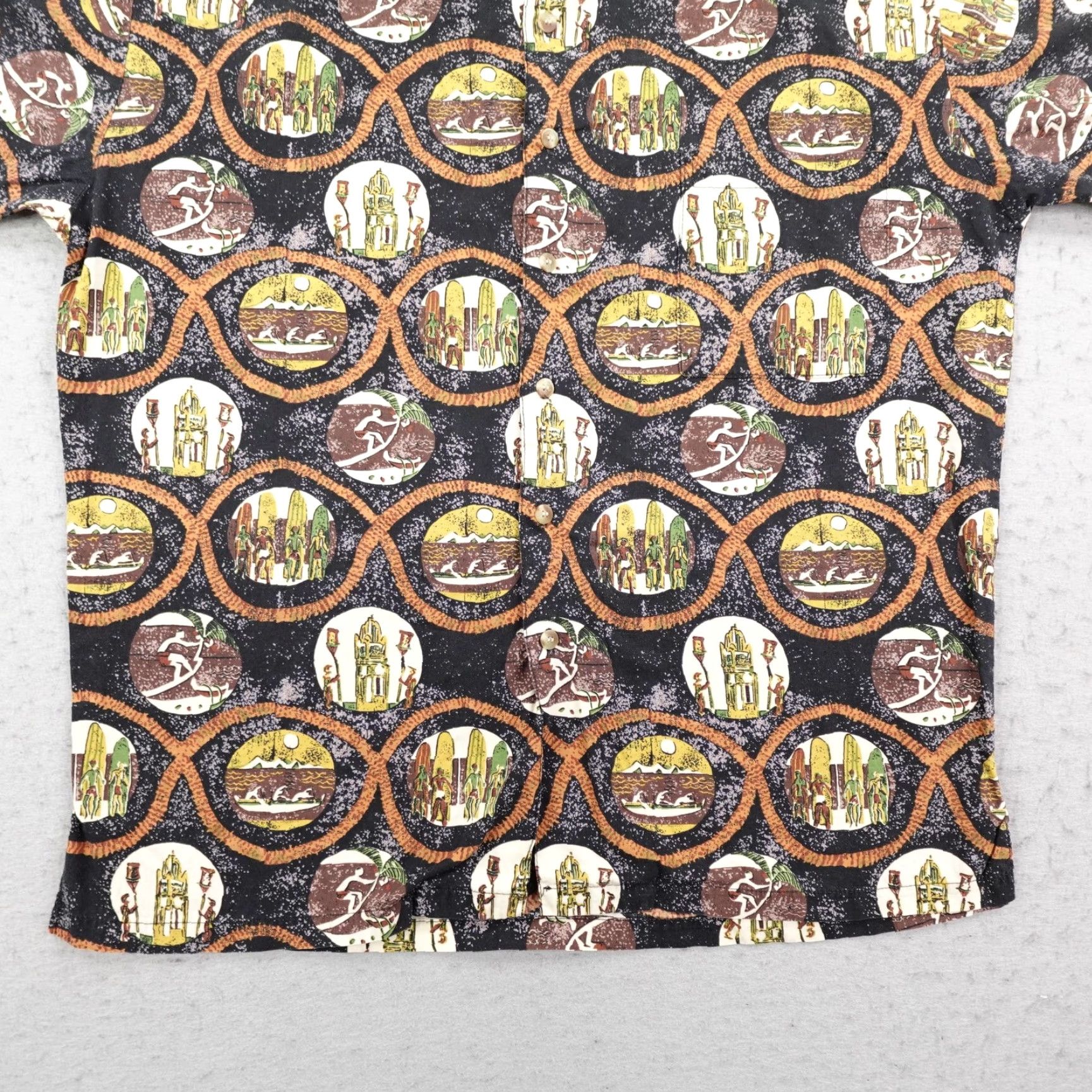 Vintage VINTAGE Kahala Shirt Mens Medium Black Brown Hawaiian Tribal Island Camp Aloha Button Up Size US M / EU 48-50 / 2 - 4 Thumbnail