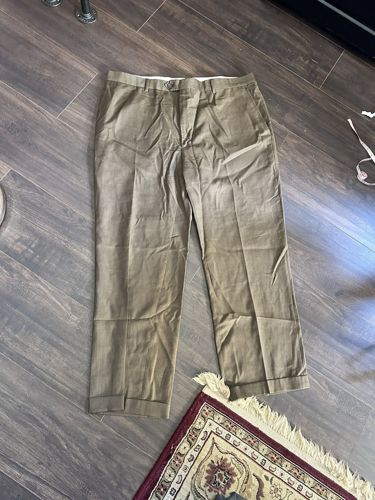 Santorelli Luxury Serge tobacco brown virgin wool pleated trousers Size 42S - 1 Thumbnail
