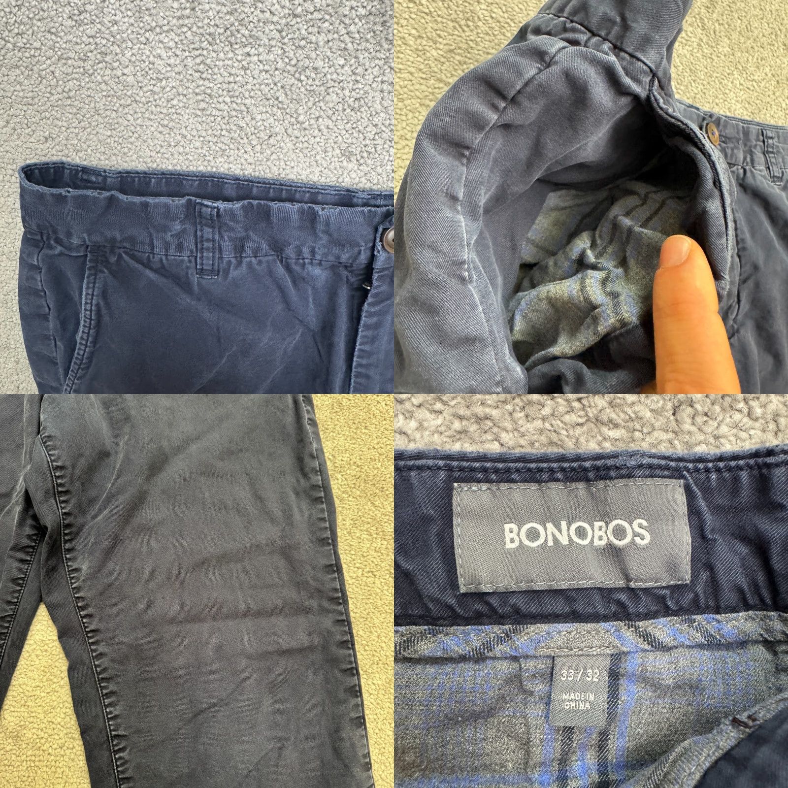 Bonobos Bonobos Slim Fit Chino Pants Men’s 33x32 Navy Blue Cotton Casual Workwear Size US 33 - 8 Thumbnail