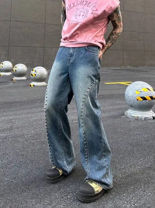Jean Vintage Y2k Washed wide leg Jeans Denim Size US 34 / EU 50 - 2 Thumbnail