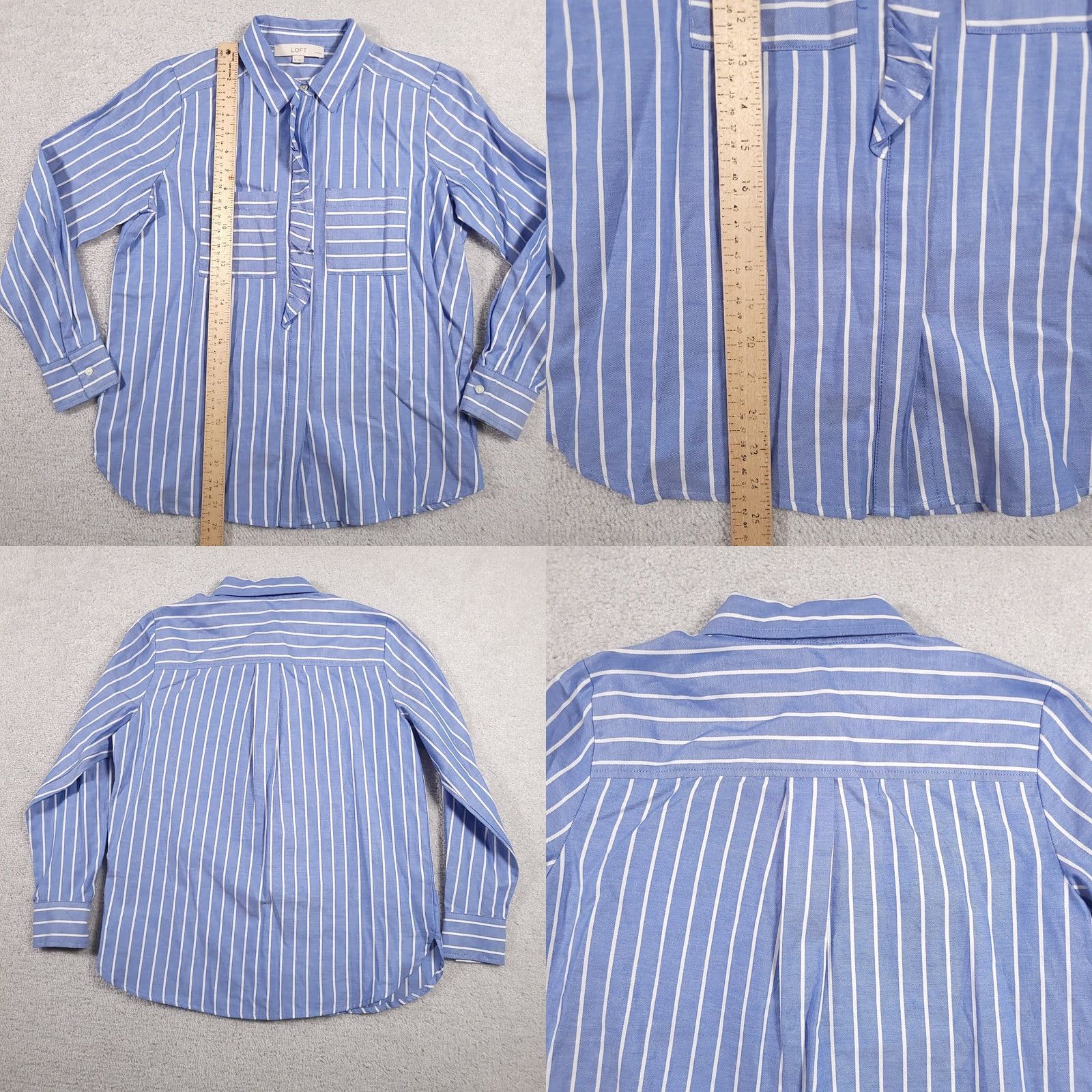 Ann Taylor VINTAGE LOFT Ann Taylor Button Up Long Sleeve Shirt Womens PS Blue Collared Striped Size S / US 4 / IT 40 - 8 Thumbnail