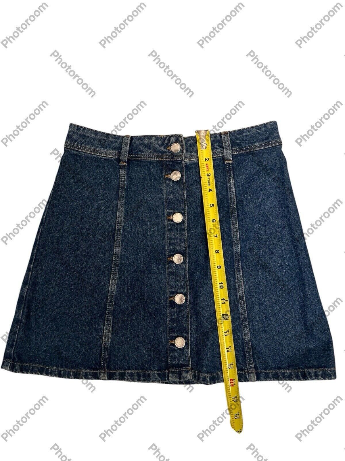 H&M HM DIVIDED womens denim full button front skirt size 4 EUC Size 27" / US 4 / IT 40 - 3 Thumbnail