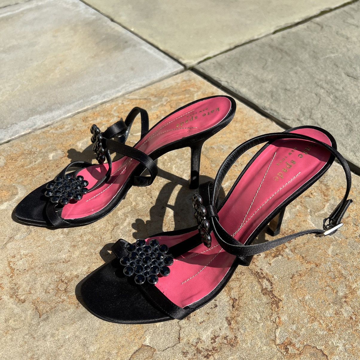 Kate Spade Kate Spade Black Sandal High Heels with Black Gem Flower Size US 8 / IT 38 - 2 Thumbnail