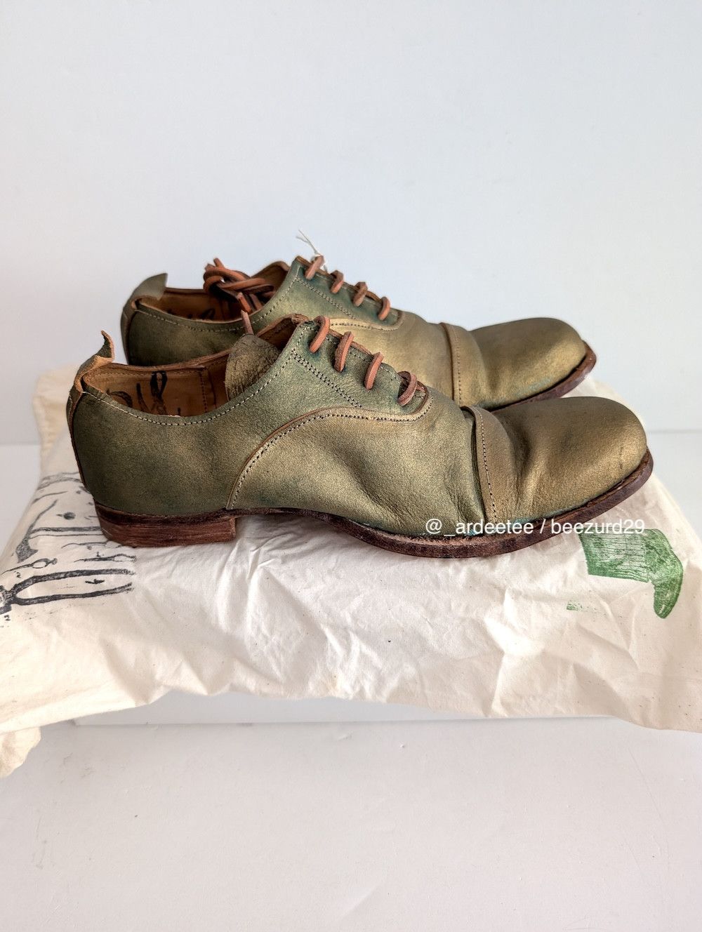 Paul Harnden Shoemakers *NEW* GOLD 2 LEATHER LACED OXFORDS 4L Size US 6.5 / IT 36.5 - 4 Thumbnail