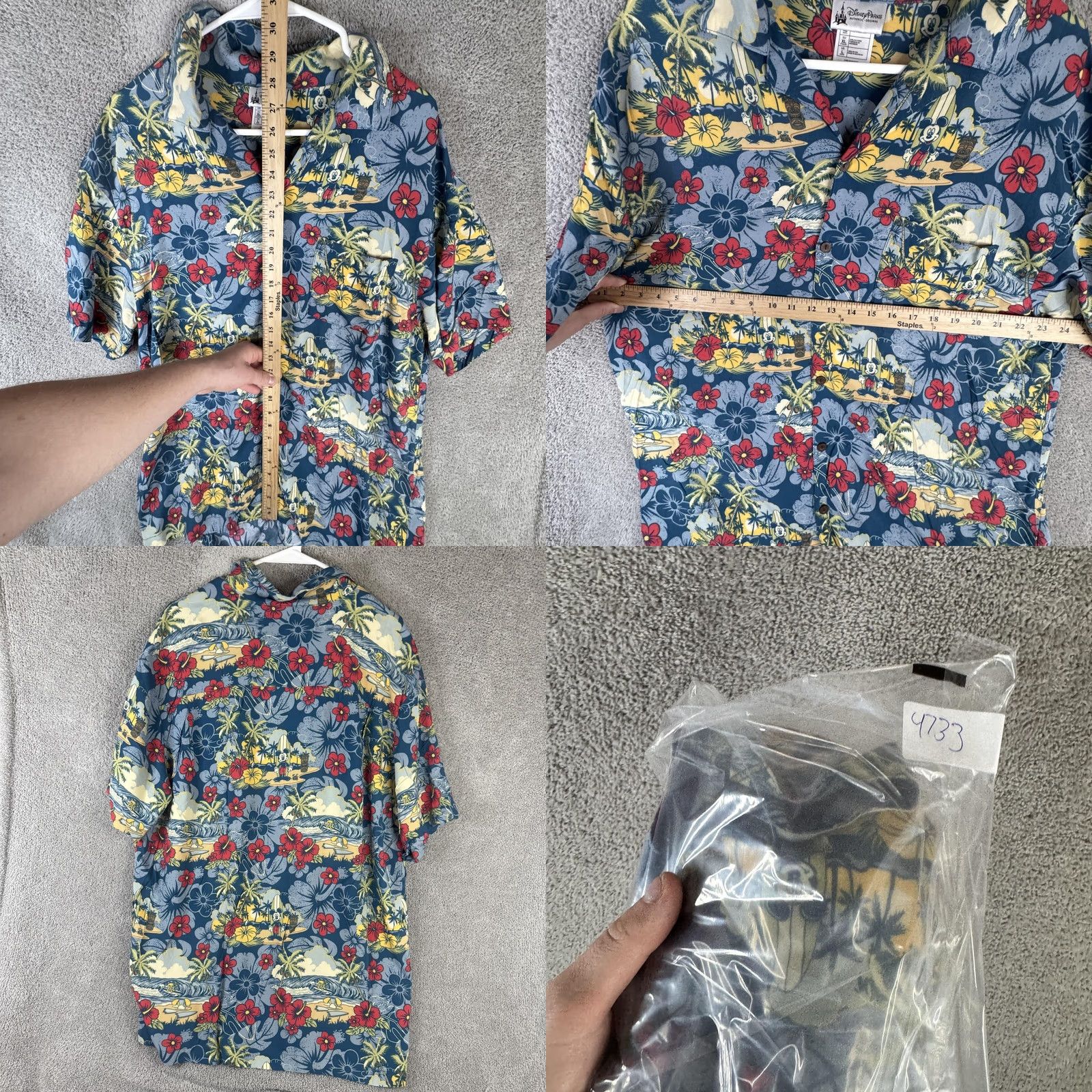 Disney Disney Parks Shirt Mens L Blue Mickey Hawaiian Button Front Tropical Surfing Size US L / EU 52-54 / 3 - 8 Thumbnail