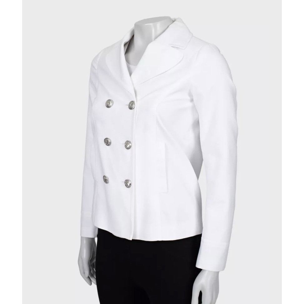 Gucci Gucci White Fitted Cotton Jacket Silver Buttons UK 12 L Size M / US 6-8 / IT 42-44 - 2 Thumbnail