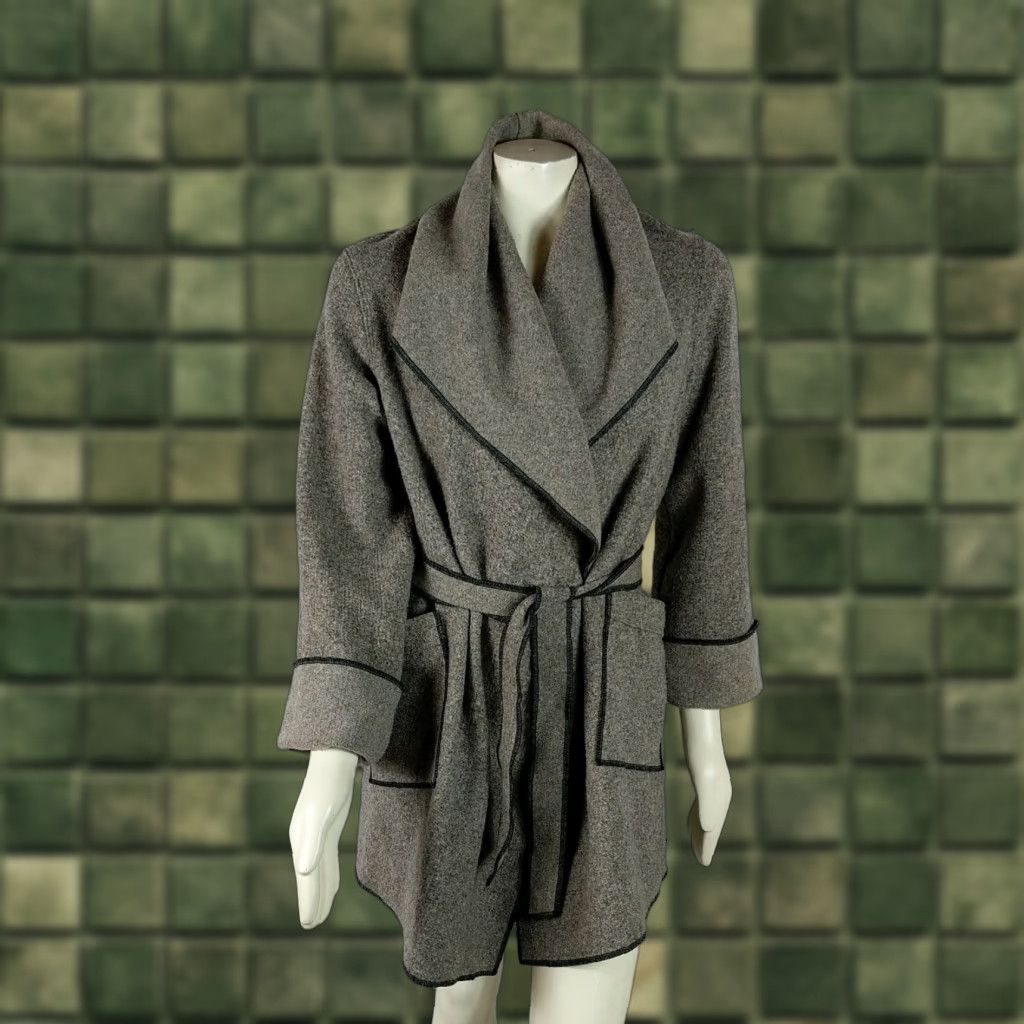 Vintage Janska Jacket Fleece Womens S Brown Wrap Shawl Pockets Comfort Edgy Lagenlook Boho Casual Slim Fit Size S / US 4 / IT 40 - 1 Thumbnail
