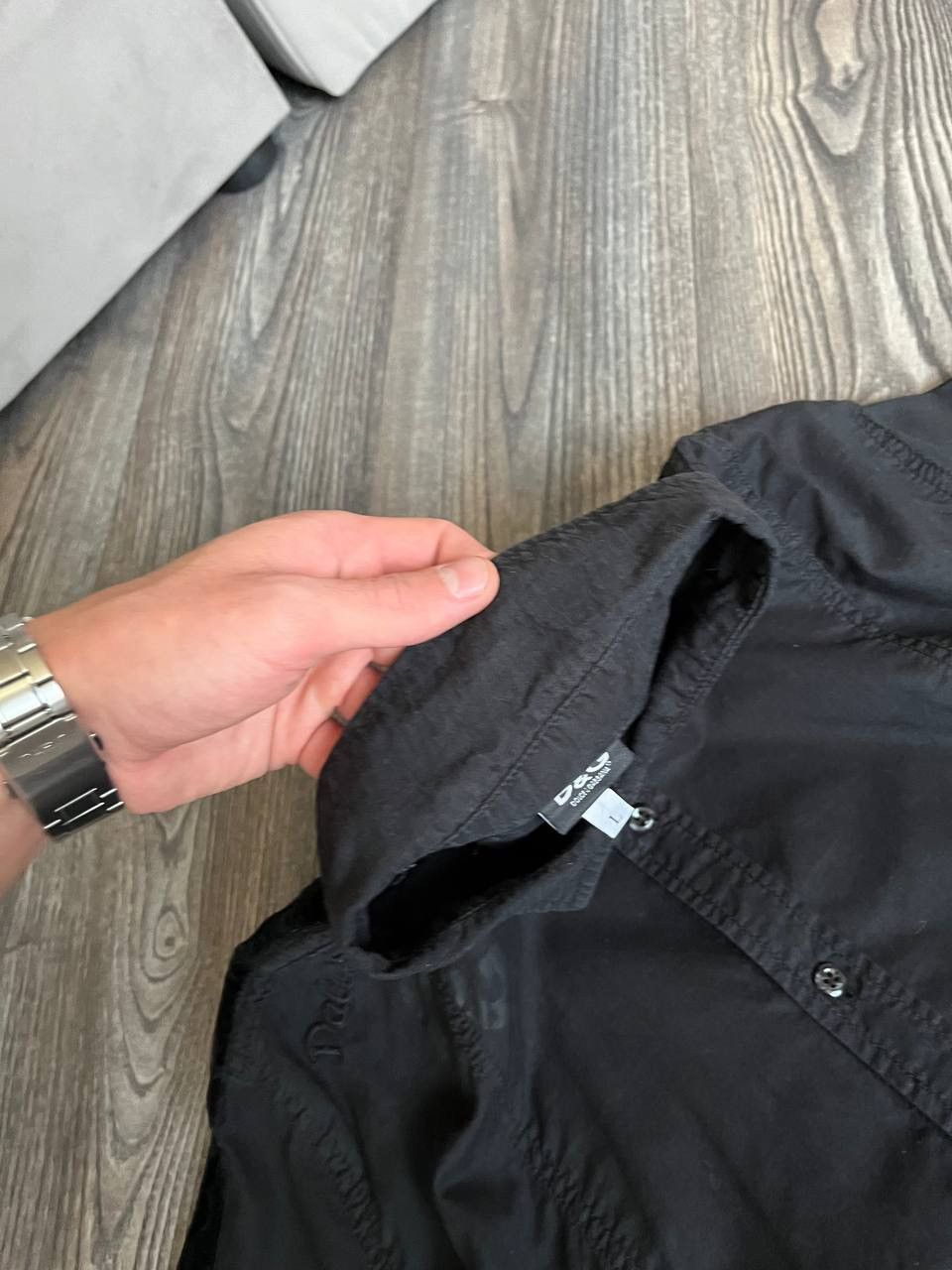 Dolce & Gabbana Dolce & Gabbana Black Short Sleeve Shirt Size US L / EU 52-54 / 3 - 3 Thumbnail