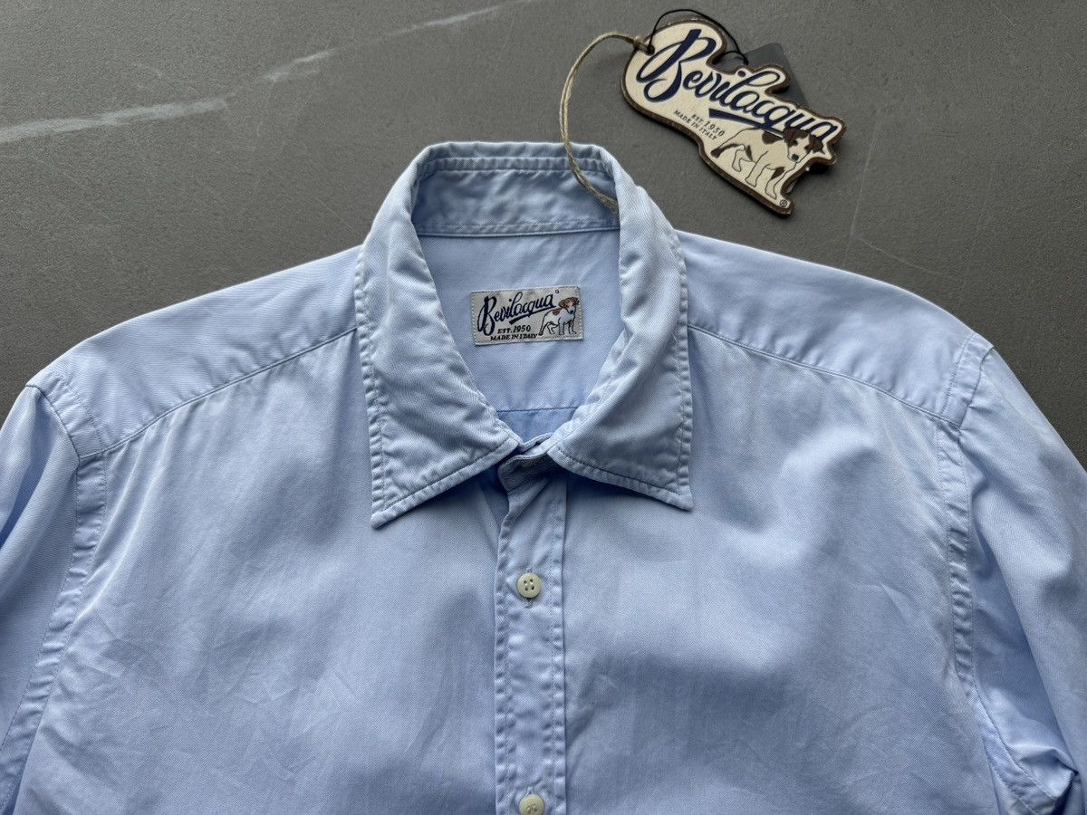 Bevilacqua BEVILACQUA Italy Handmade Mens Blue Cotton Dress Shirt Size US S / EU 44-46 / 1 - 11 Thumbnail