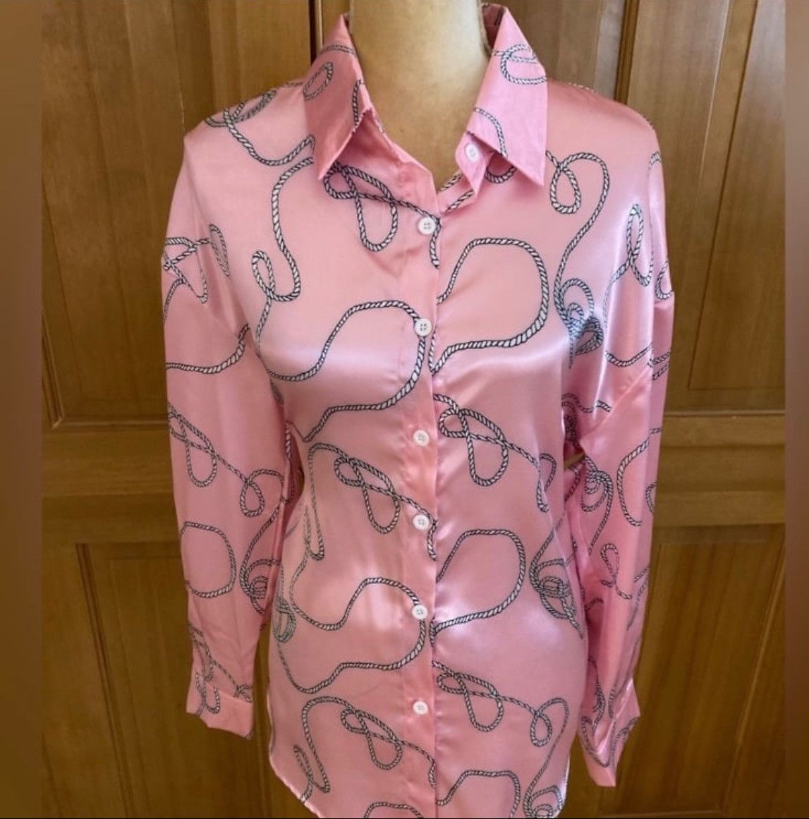 Designer × Other NWT, Gorgeous Pink Lavishly Paris Women’s Chainlink Blouse Size S / US 4 / IT 40 - 2 Thumbnail