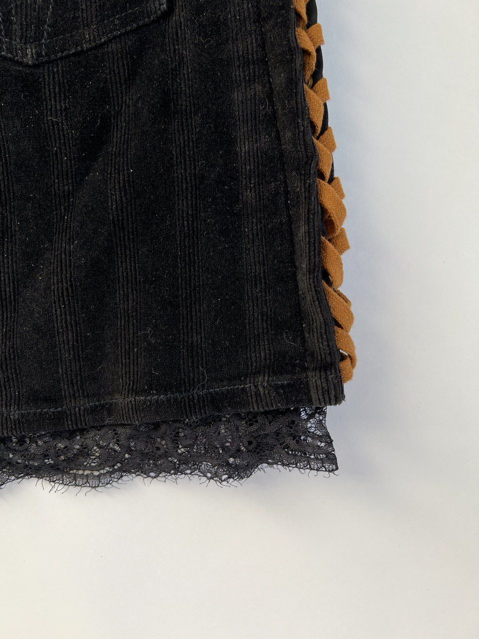 Dolce & Gabbana D&G Corduroy Sheep Fur Lace-Up Mini Skirt SS 2005(RARE) Size 28" / US 6 / IT 42 - 6 Thumbnail