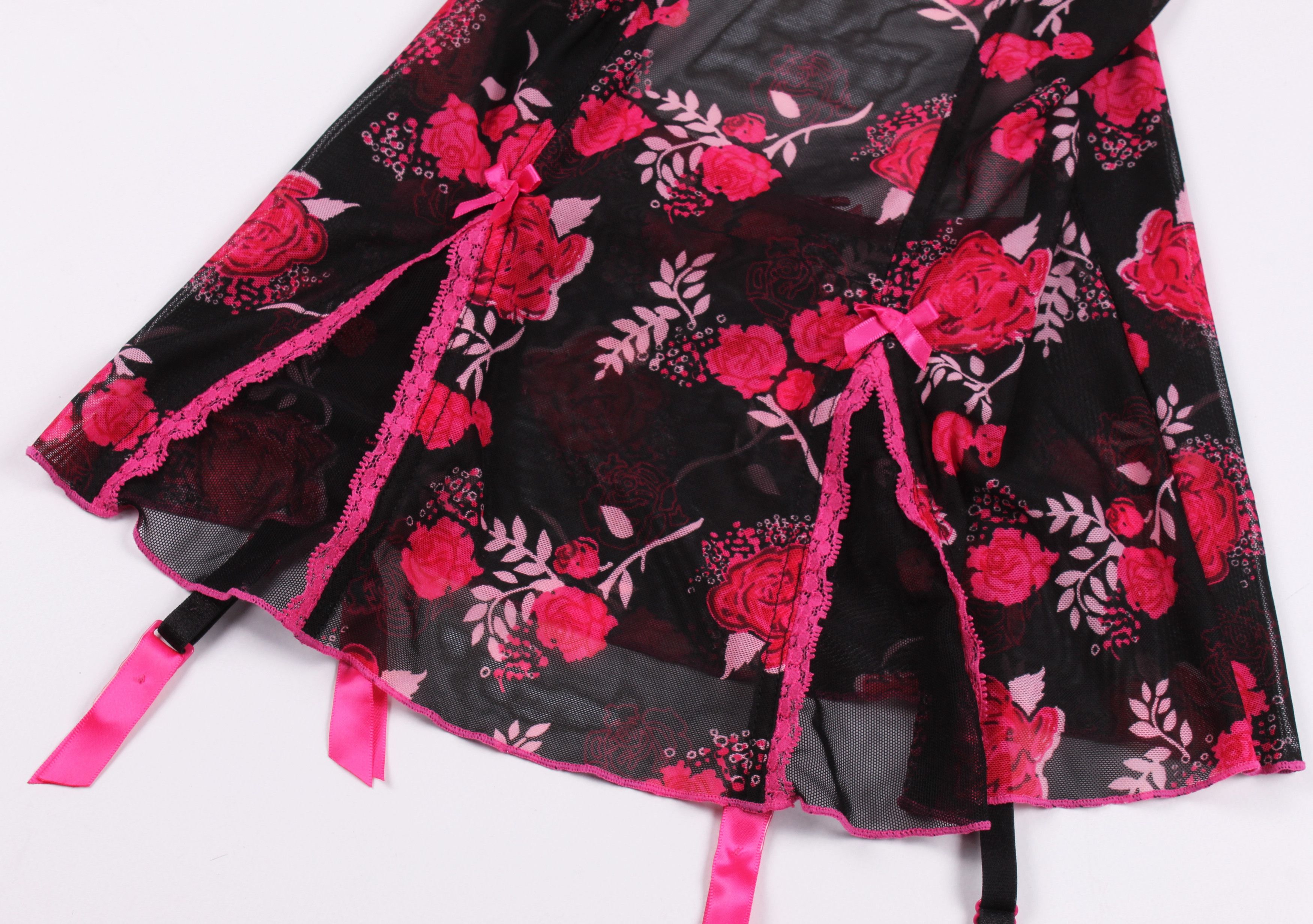 Vintage Avant Premier Y2K Mesh Sexy Basque Floral Suspender Size S / US 4 / IT 40 - 6 Thumbnail