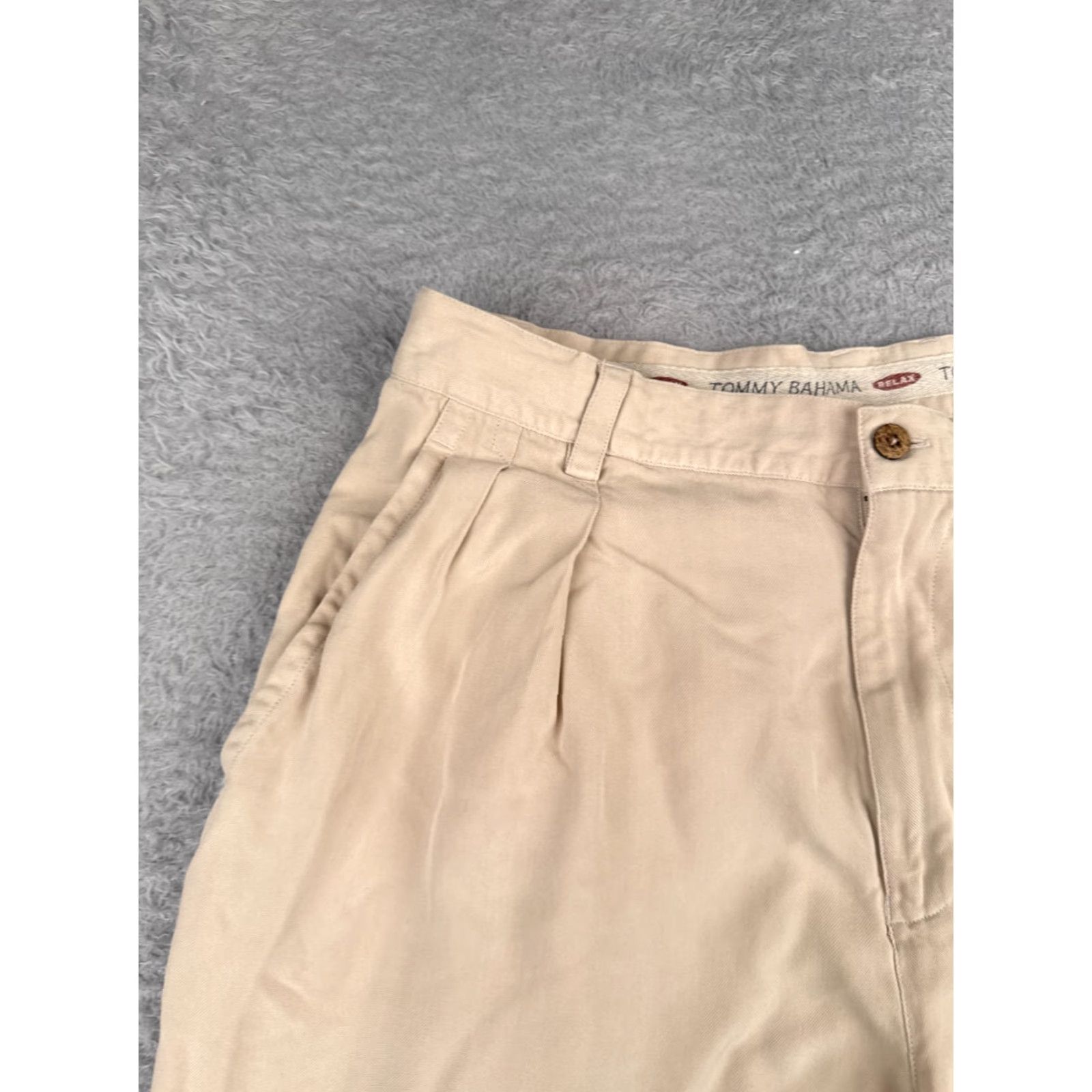 Tommy Bahama Tommy Bahama Men's Shorts 34 Beige Pleated Cotton Silk Beach Resort Aloha 90s Style Pockets Logo Casual Mens Size US 34 / EU 50 - 4 Thumbnail