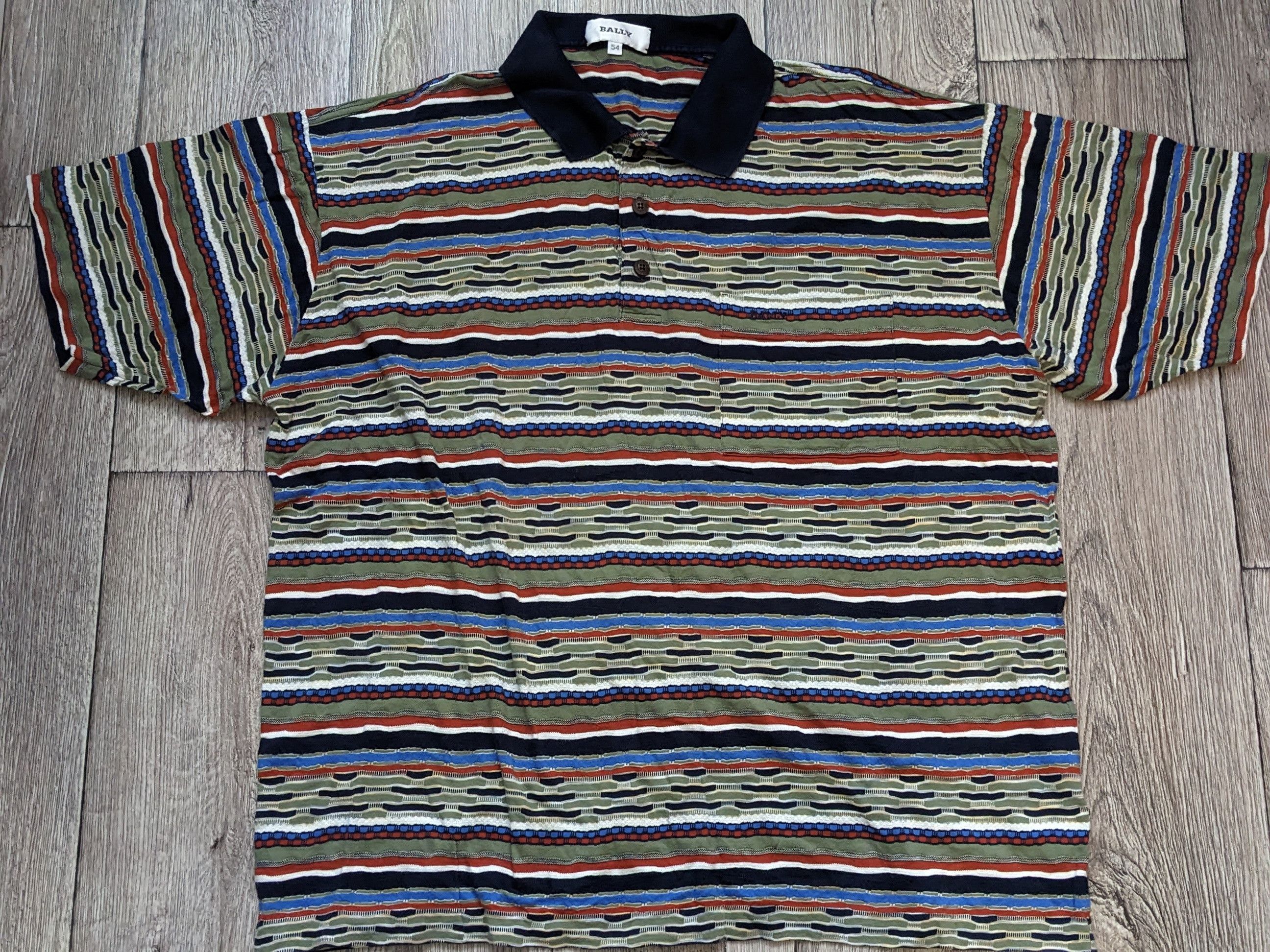 Bally Vintage Bally Colourful Stripe Collar Shirt Size US L / EU 52-54 / 3 - 6 Thumbnail