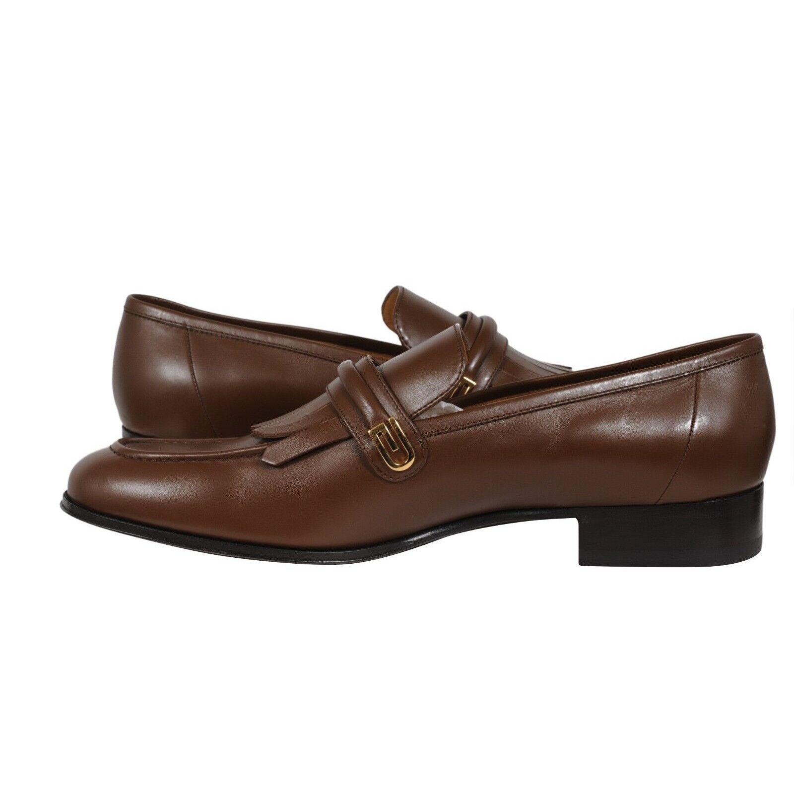Gucci Mirrored G Fringe Loafers Brown Leather - 02448 Size US 12.5 / EU 45-46 - 10 Thumbnail