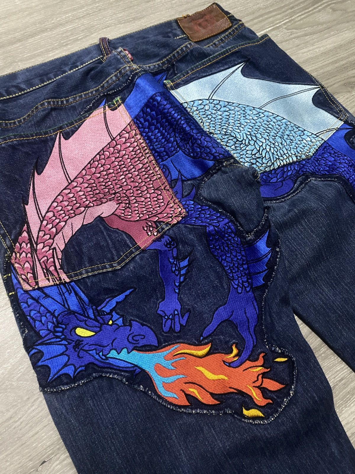 RMC Jeans Rmc x Yoropiko - Limited Edition Blue Hungry Dragon Denim Size US 33 - 2 Thumbnail