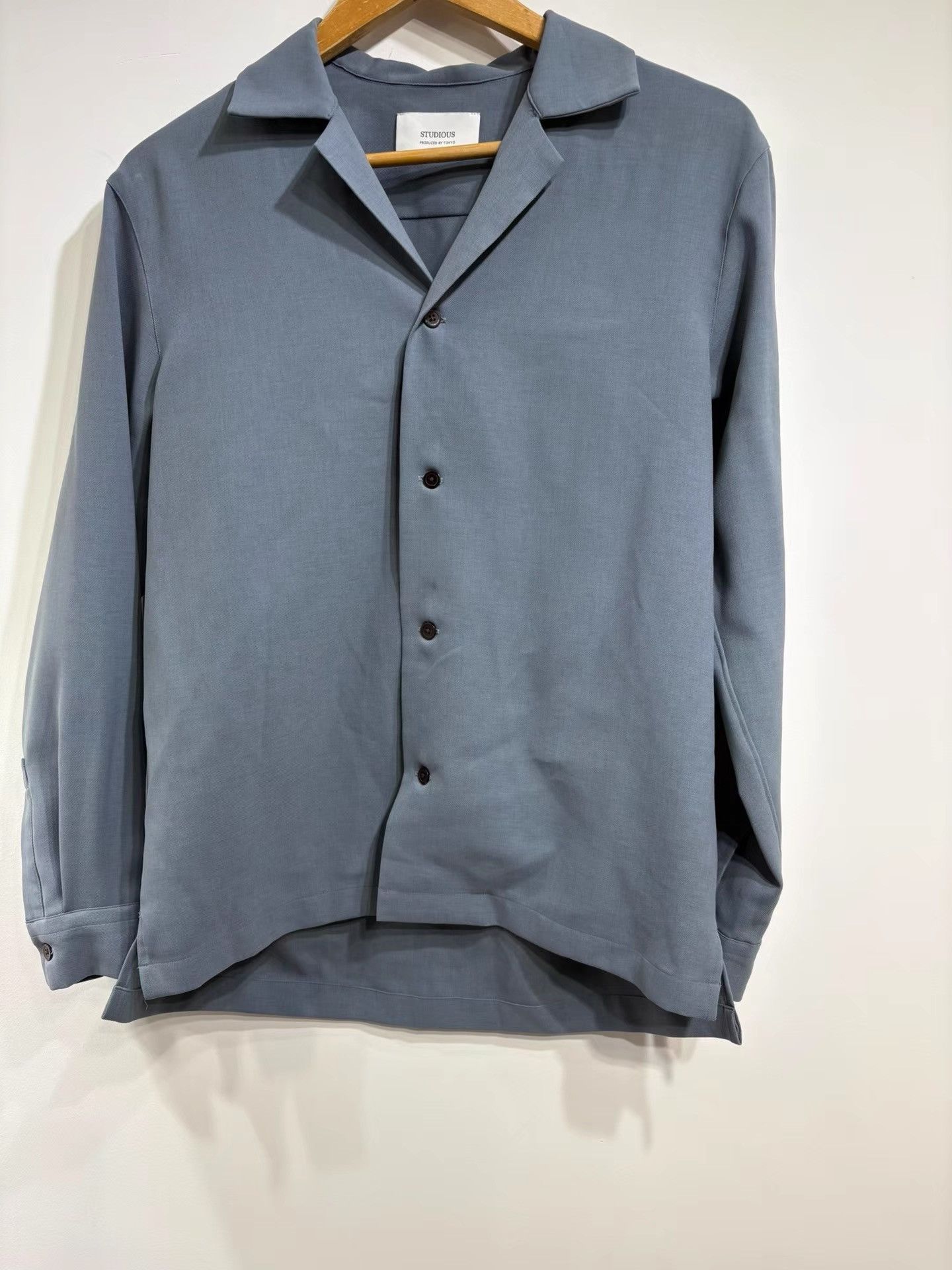 STUDIOUS STUDIOUS Cuban Collar Haze Blue Grey Shirt K29 Size US S / EU 44-46 / 1 - 1 Thumbnail