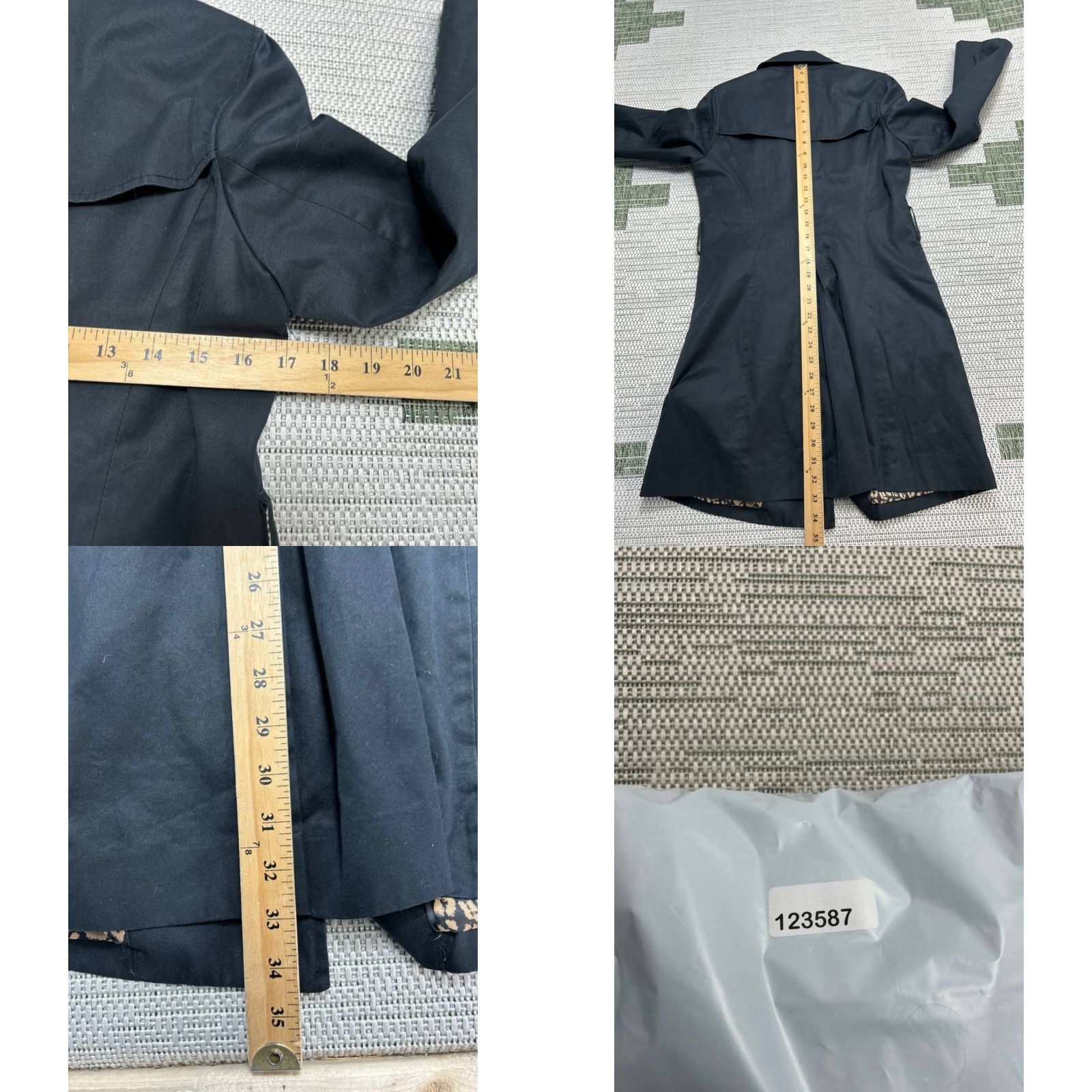 Banana Republic VINTAGE Banana Republic Trench Coat Womens Small Black Cotton Leopard Lined Back Vent Size S / US 4 / IT 40 - 8 Thumbnail