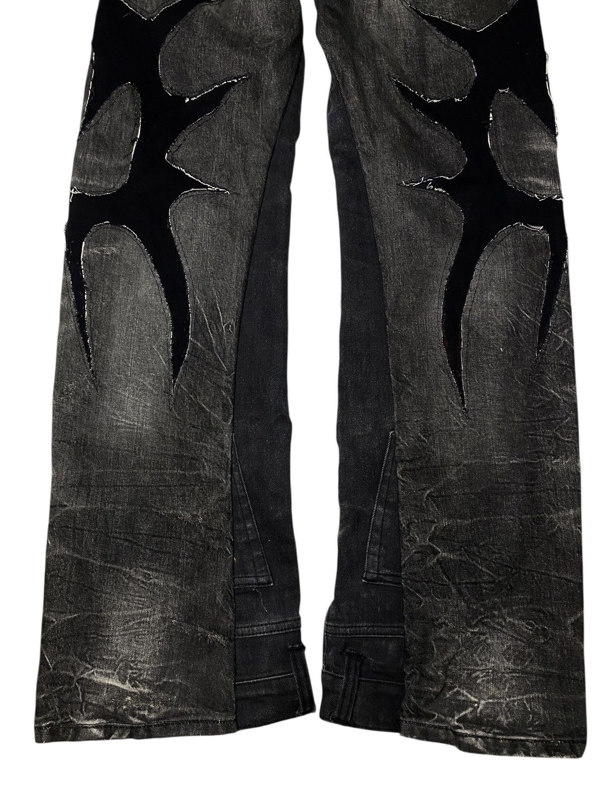 If Six Was Nine 2000's Jackrose Seawash Clawmark Tribal Flared Jeans Size US 30 / EU 46 - 8 Thumbnail