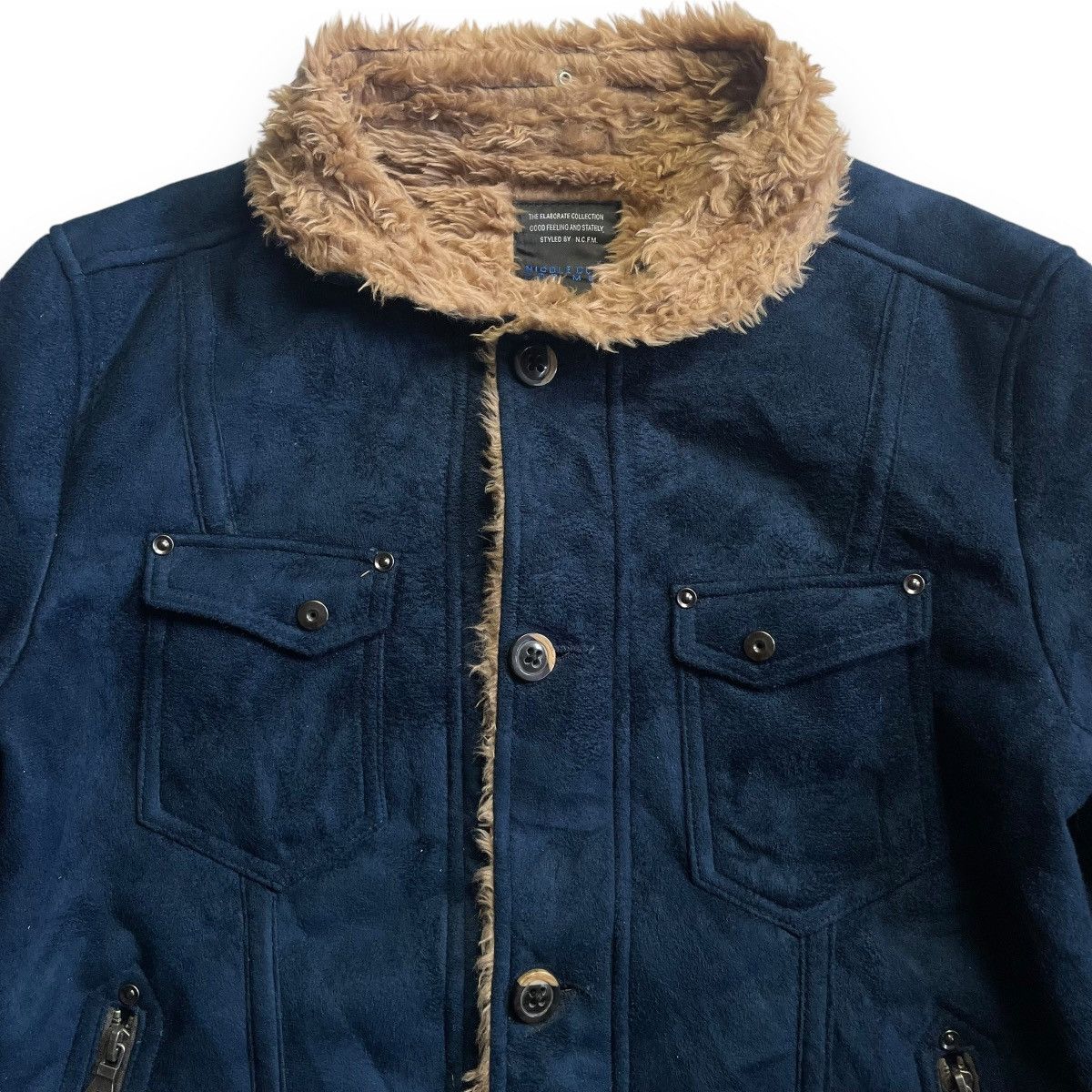 If Six Was Nine × Le Grande Bleu (L.G.B.) × Nicole Club 🇯🇵 NICOLE CLUB FOR MEN SUEDE FAUX FUR BUTTON UP JACKET Size US M / EU 48-50 / 2 - 7 Thumbnail