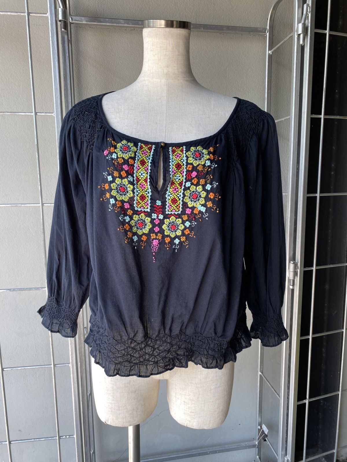 Max Mara MaxMara Black Embroidered Floral Blouse Size S / US 4 / IT 40 - 7 Thumbnail