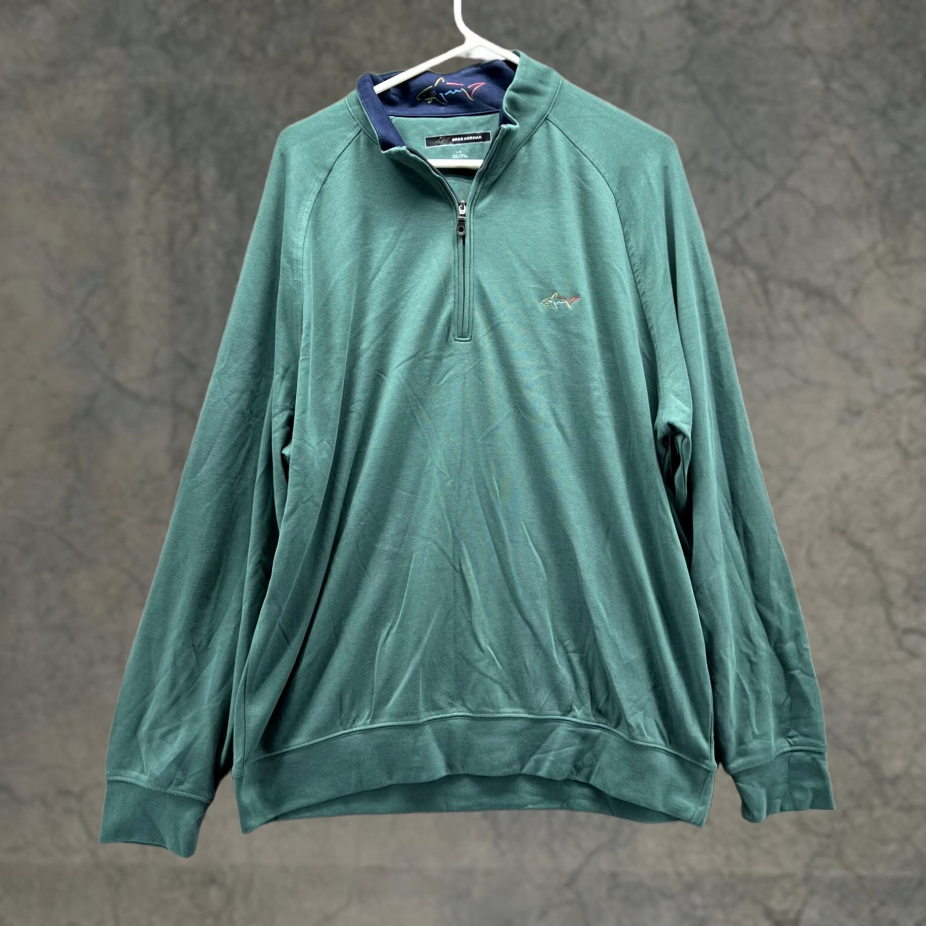 Vintage Greg Norman Sweater Men Large 1/4 Zip Fleece Green Pullover Logo" Size US L / EU 52-54 / 3 - 1 Thumbnail