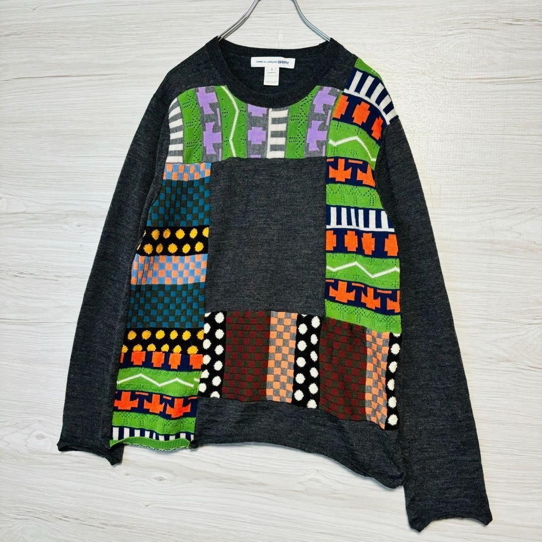 Comme des Garcons × Comme des Garcons SHIRT Patchwork Stitch Reconstructed Knit Sweater Size US M / EU 48-50 / 2 - 3 Thumbnail