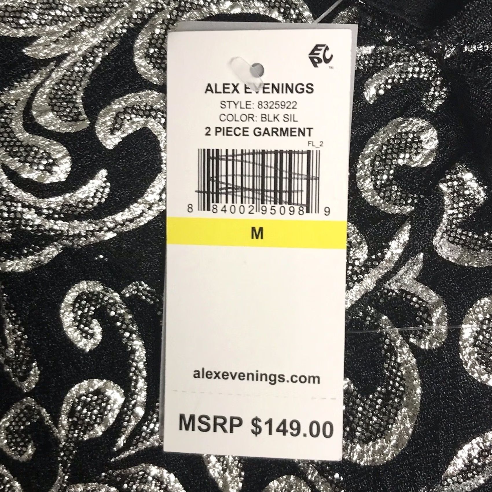 Alex Evenings Alex Evenings Women Black/Silver Shimmer Royal Damask Scoop Neck Tank Top & 3/4 Sleeve Hook Neck Jacket Twinset 2 PC Set M Size M / US 6-8 / IT 42-44 - 7 Thumbnail