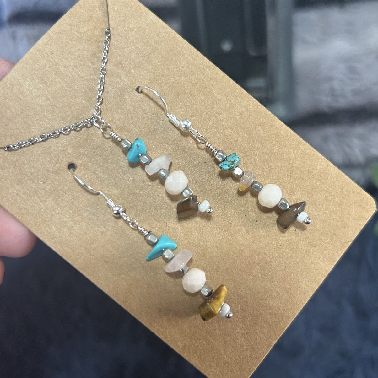 Handmade Handcrafted tigers eye turquoise rose quartz crystal set Size ONE SIZE - 1 Thumbnail