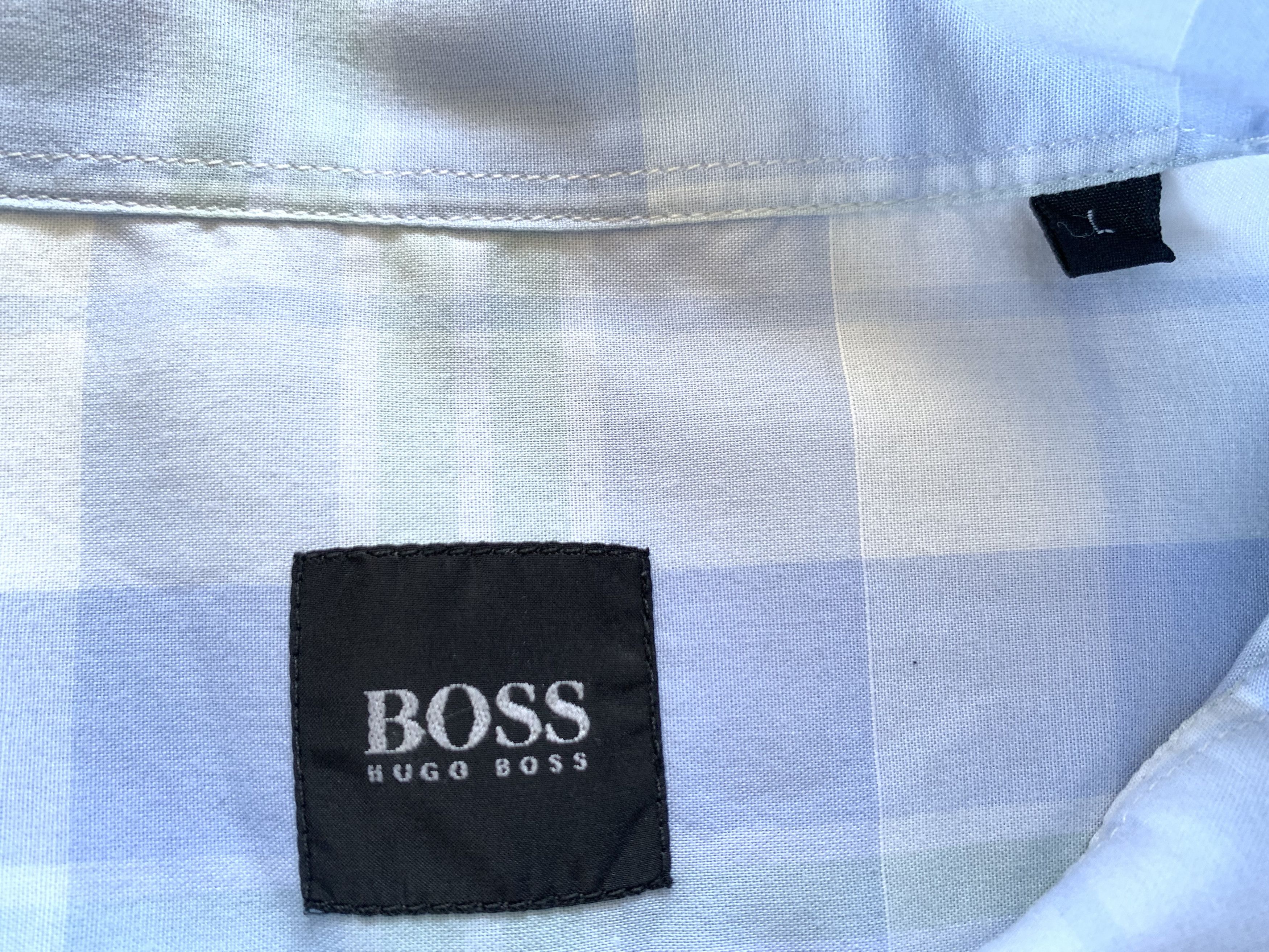 Hugo Boss Hugo Boss Light Blue Cotton Plaid Button Up Shirt Size US L / EU 52-54 / 3 - 5 Thumbnail
