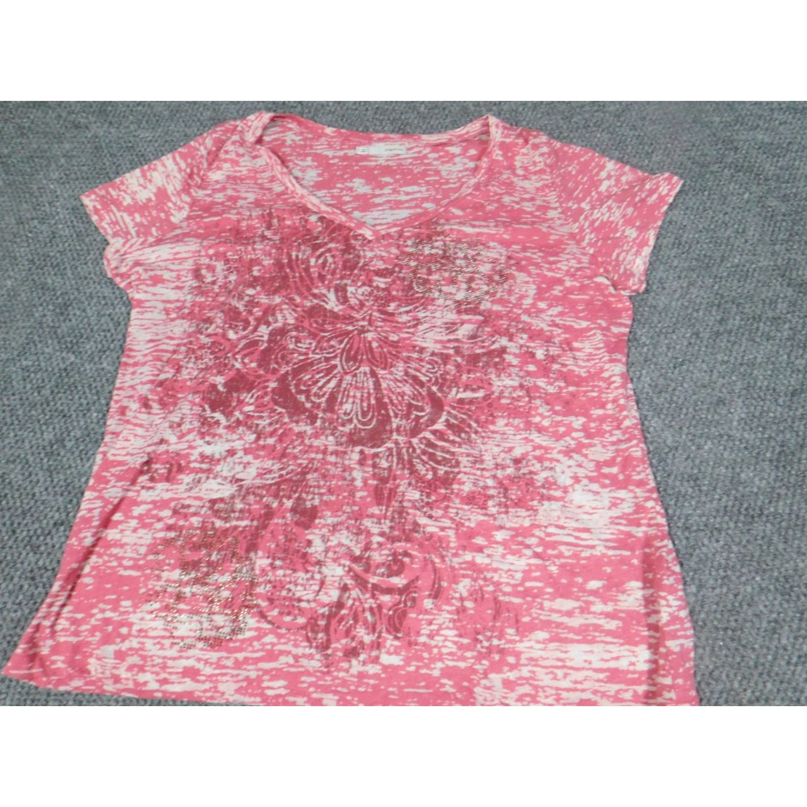 Vintage Maurices Blouse Shirt Womens 2 Pink Round Neck Short Sleeve Lace Button Casual Stretch Cotton Polyester Vintage No Size XS / US 0-2 / IT 36-38 - 6 Thumbnail