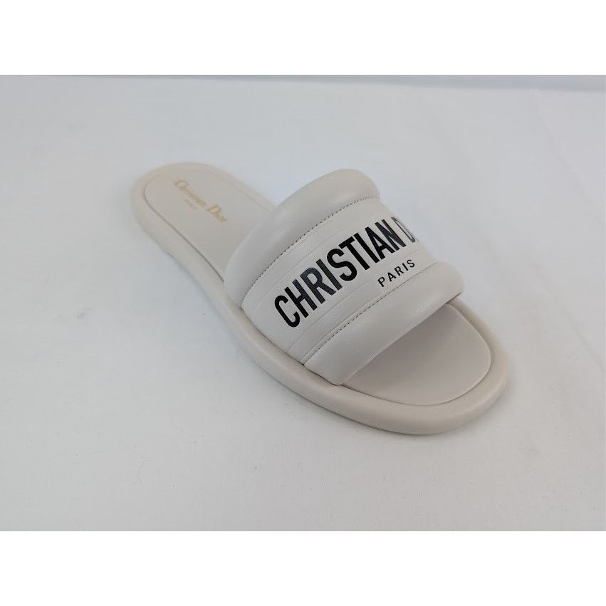 Dior o1rshd1 Every-D Embossed Lambskin Slide Sandal in Off White Size US 7 / EU 40 - 3 Thumbnail