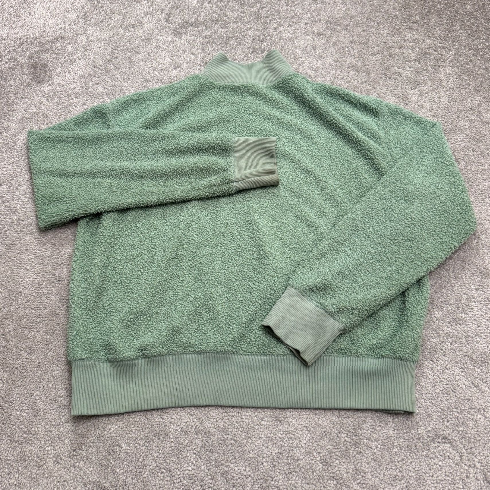 Topshop Topshop Green Sweatshirt 1/4 Zip Women 8 Fleece Mock Neck Outdoor Casual Pullover Long Sleeve Size M / US 6-8 / IT 42-44 - 2 Thumbnail